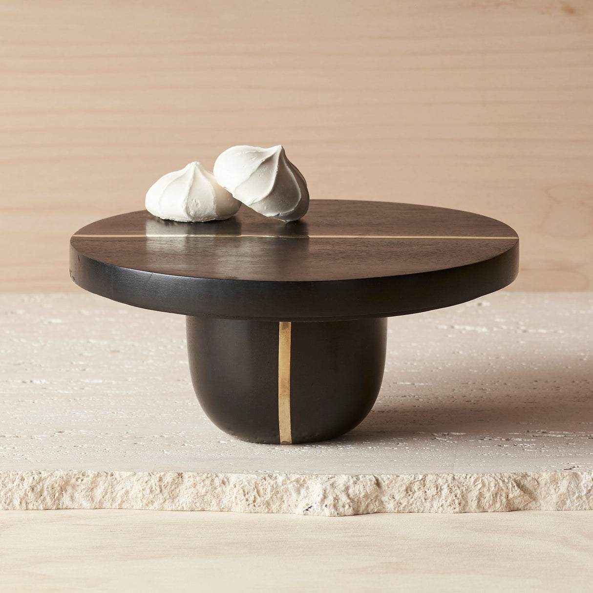 Mango Wood & Brass Small Pedestal - Sumiye Co