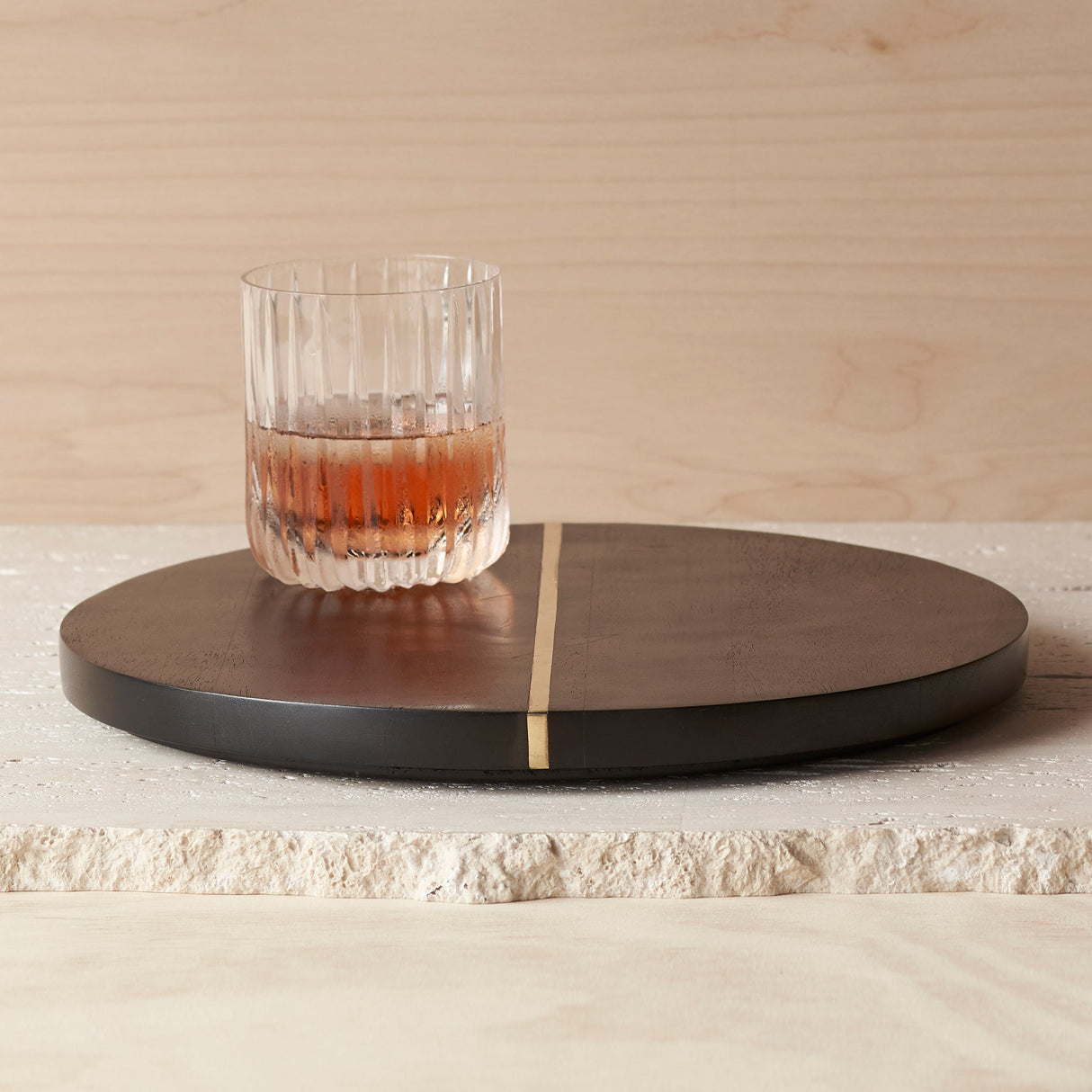 Mango Wood & Brass Small Serving Tray - Sumiye Co