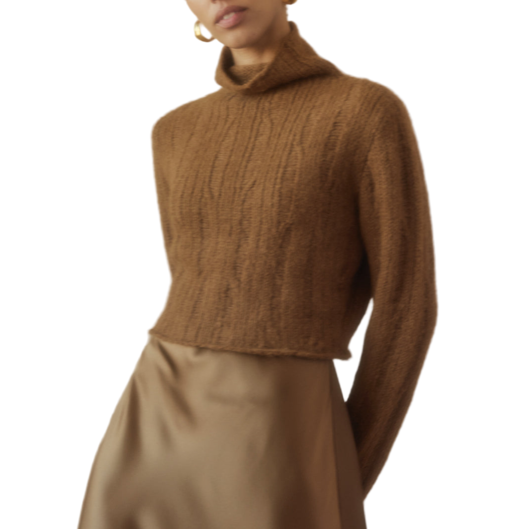 Ribbed Cropped Sweater - Sumiye Co