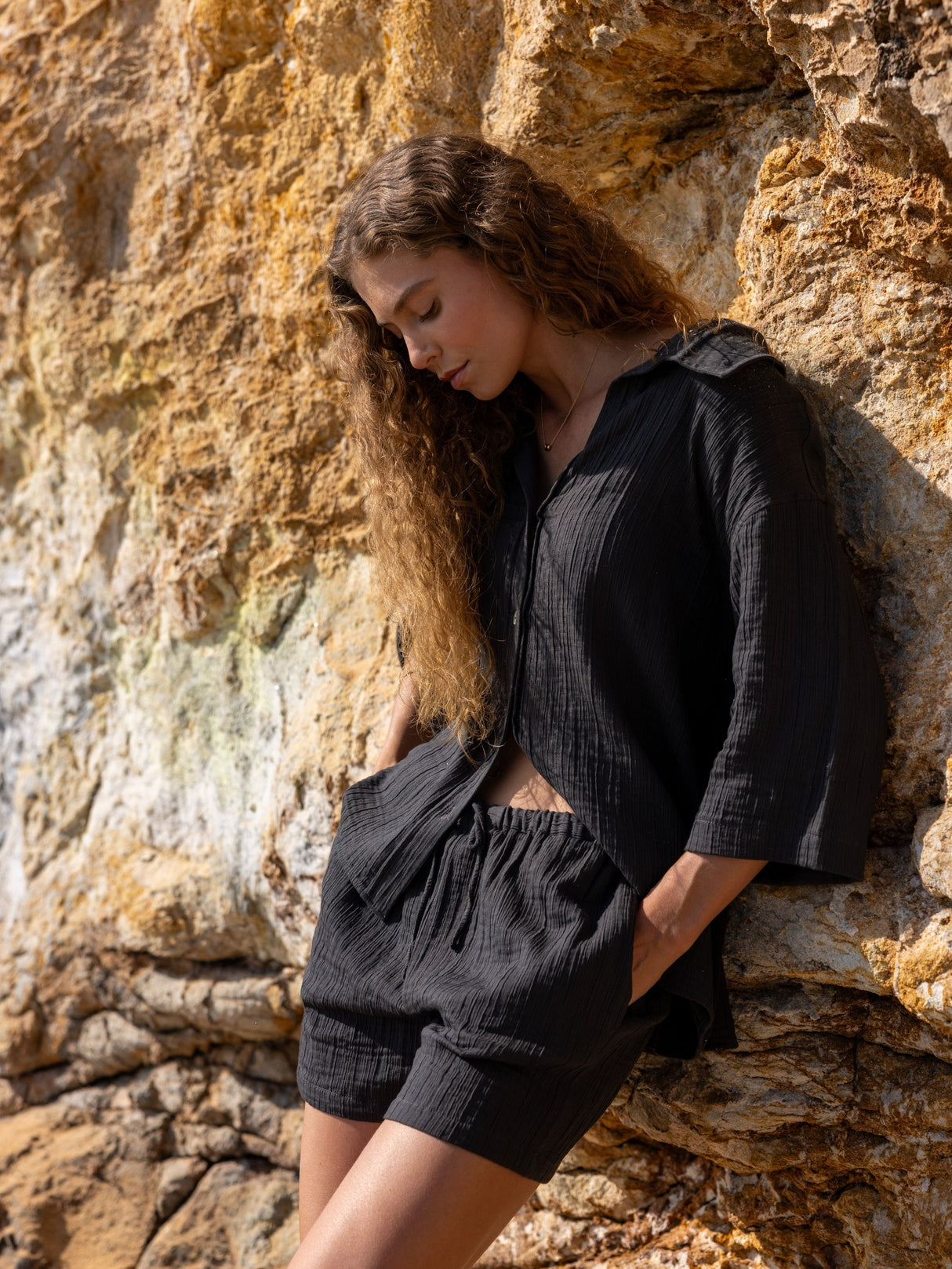 Kaya Drawstring Shorts - Charcoal - Sumiye Co