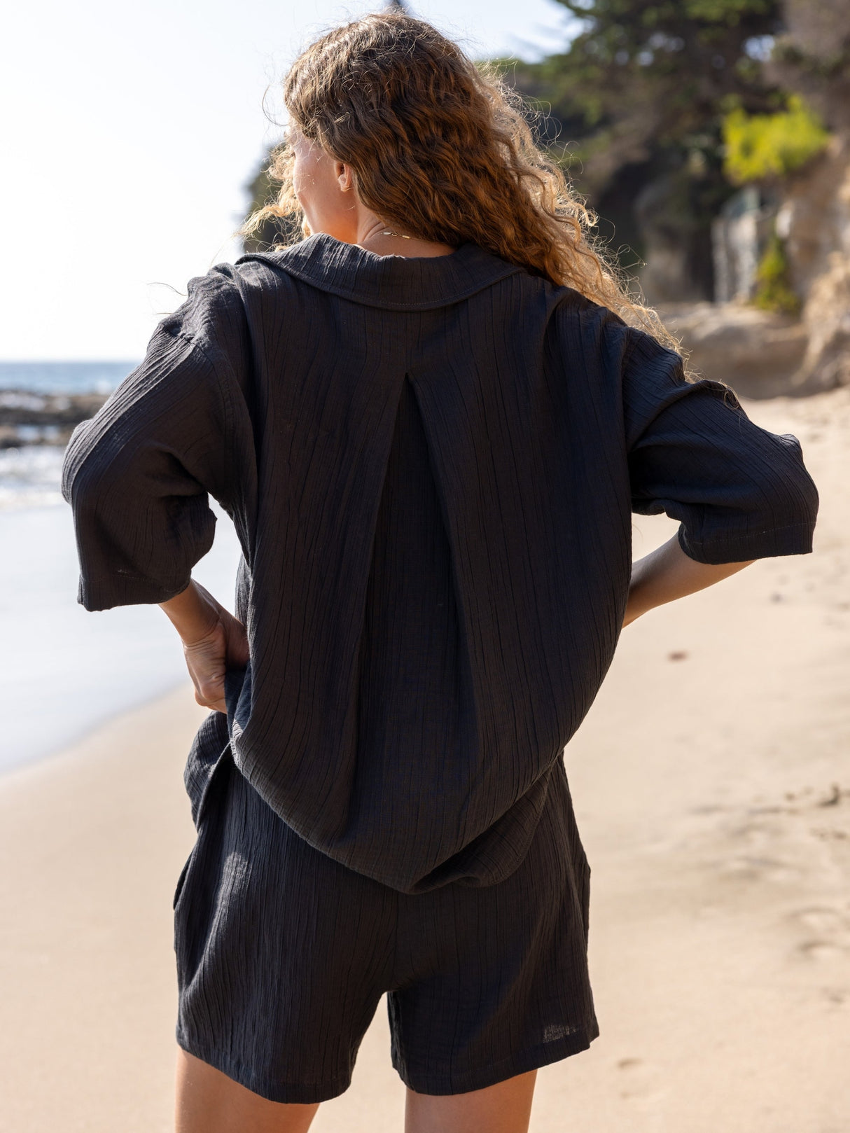 Kaya Drawstring Shorts - Charcoal - Sumiye Co