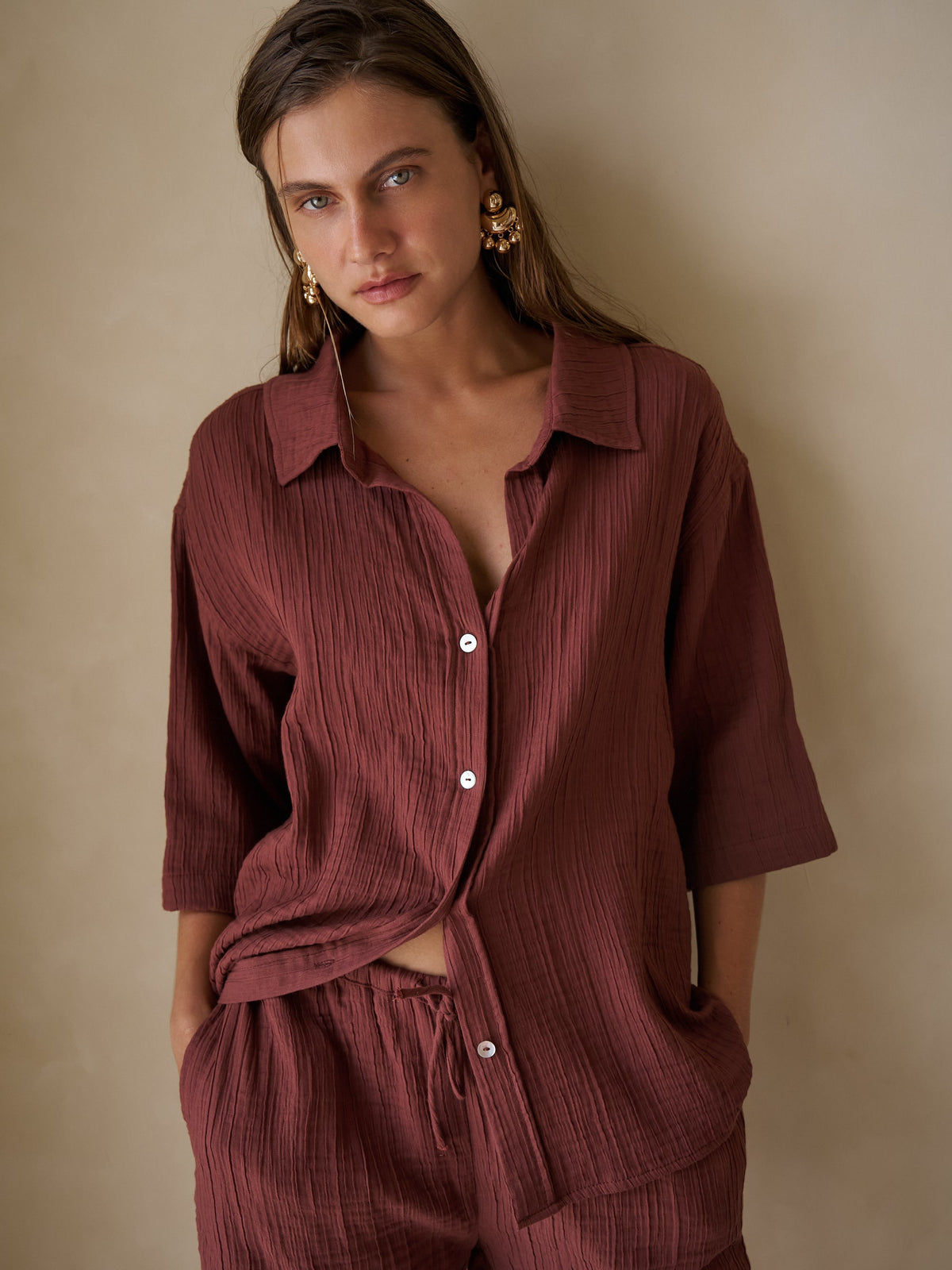 Kaya Drawstring Shorts - Terracotta