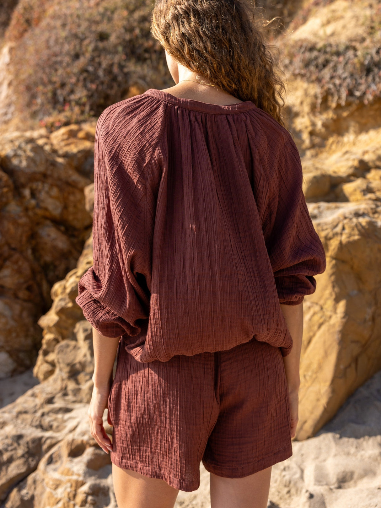 Kaya Drawstring Shorts - Terracotta - Sumiye Co