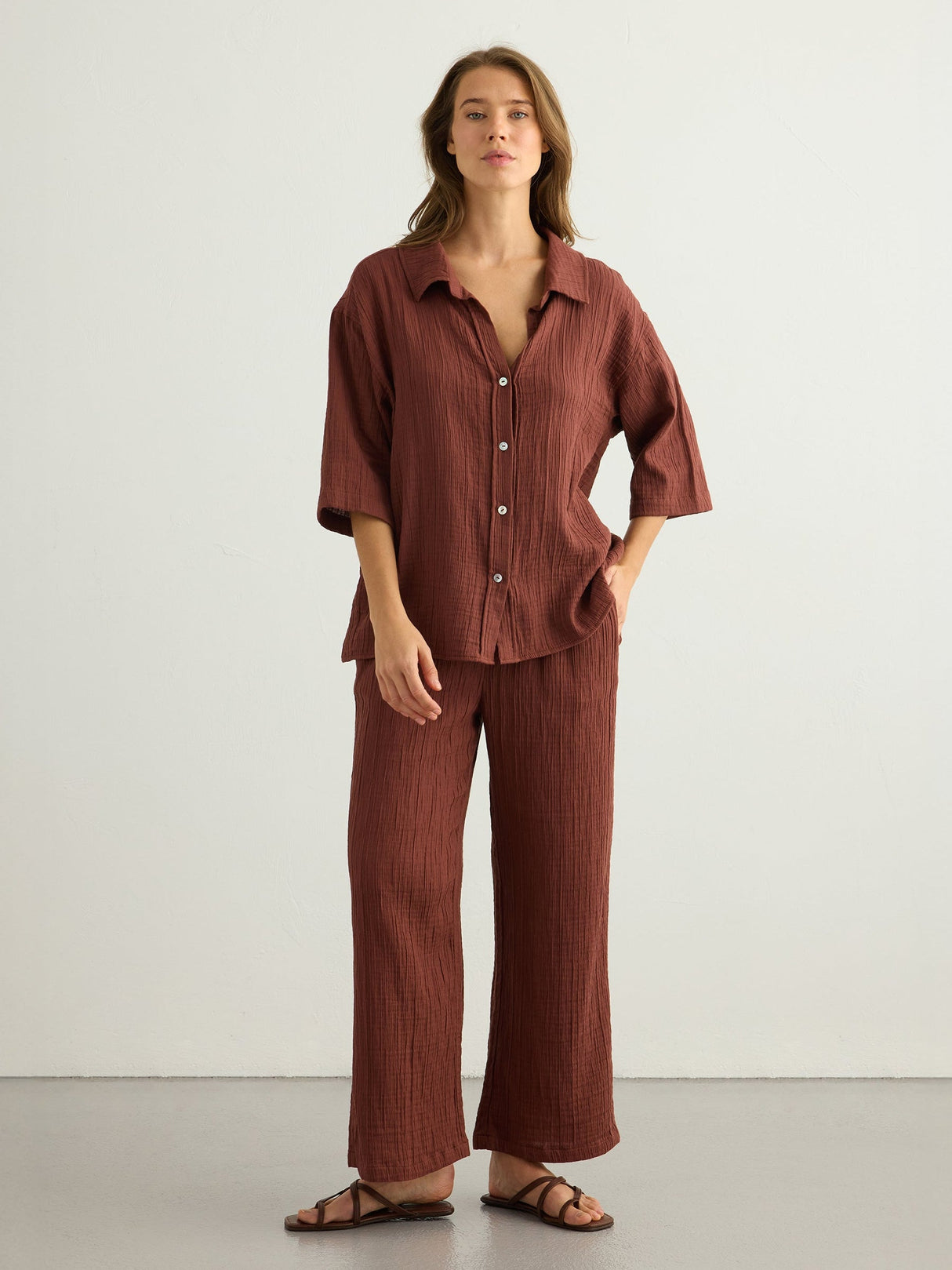 Kaya Boyfriend Shirt - Terracotta - Sumiye Co