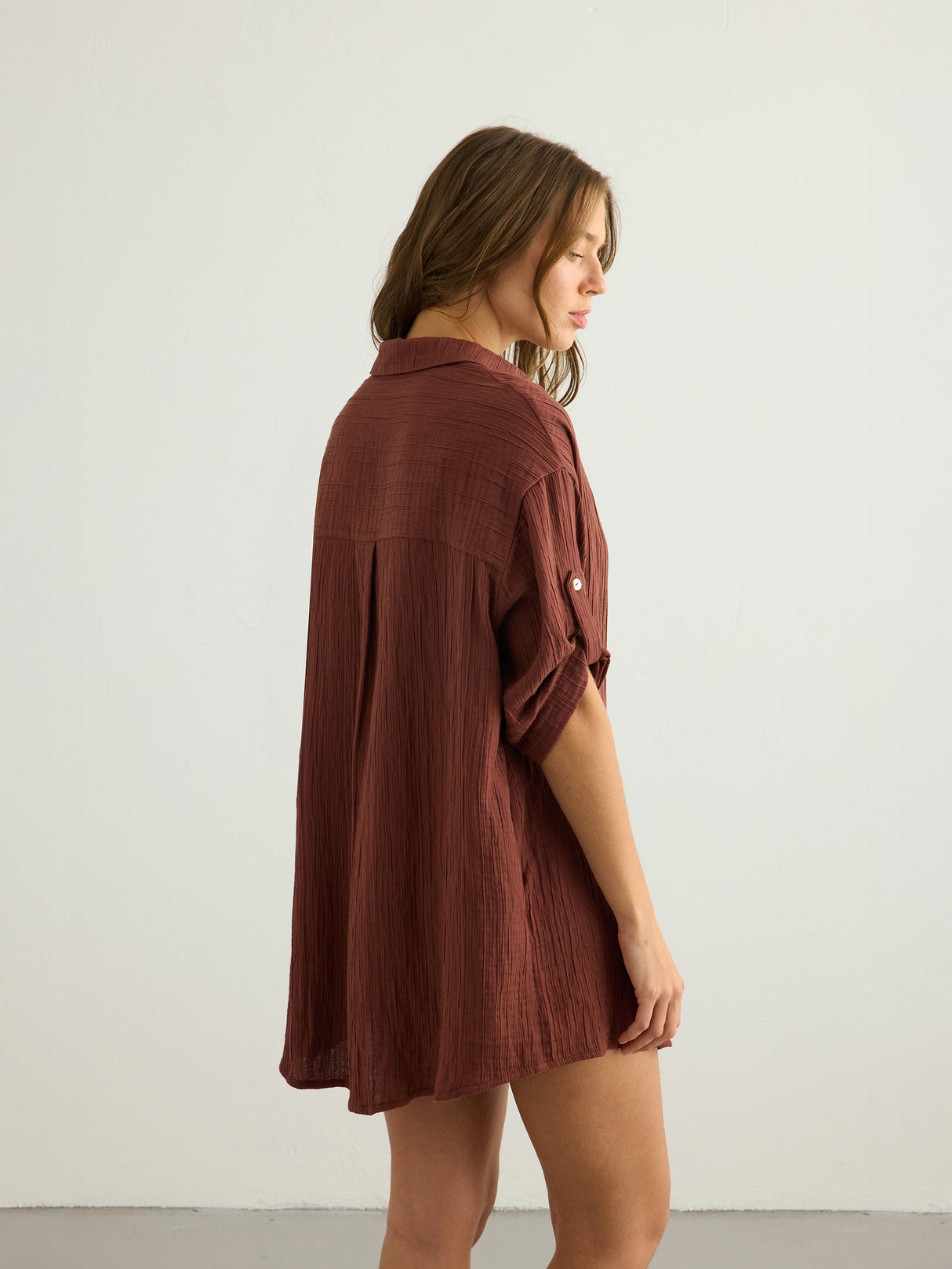 Kaya Oversized Shirt Dress - Terracotta - Sumiye Co