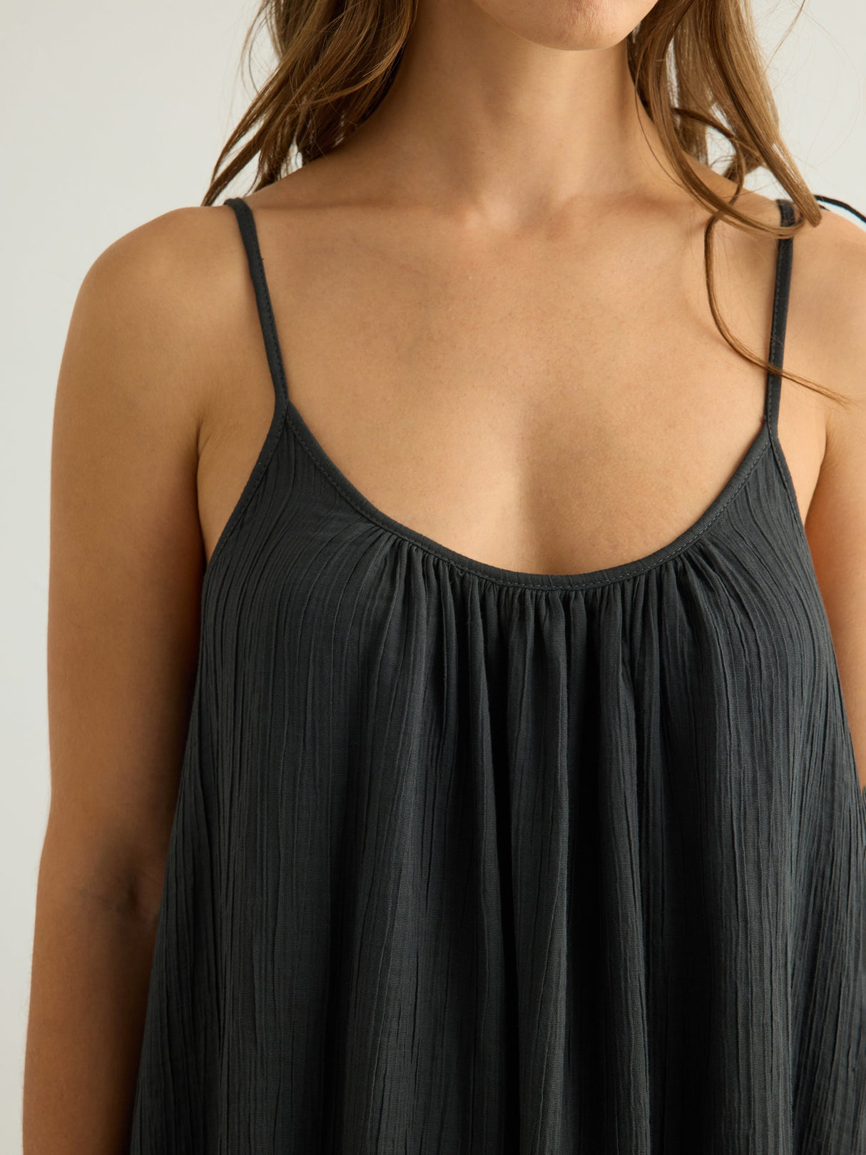 Kaya Tie Strap Maxi Dress - Charcoal - Sumiye Co