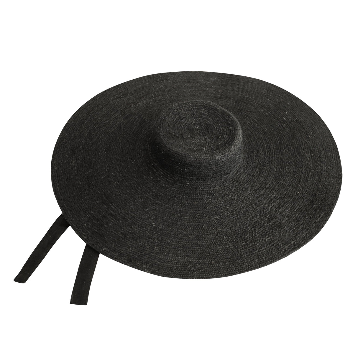 LOLA Wide Brim Jute Straw Hat In Black - Sumiye Co