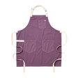 Purple apron with three pockets on a white background