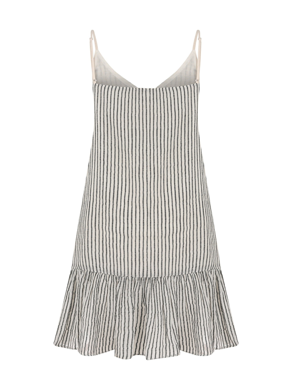 Liv Mini Ruffle Dress - Black Stripes - Sumiye Co