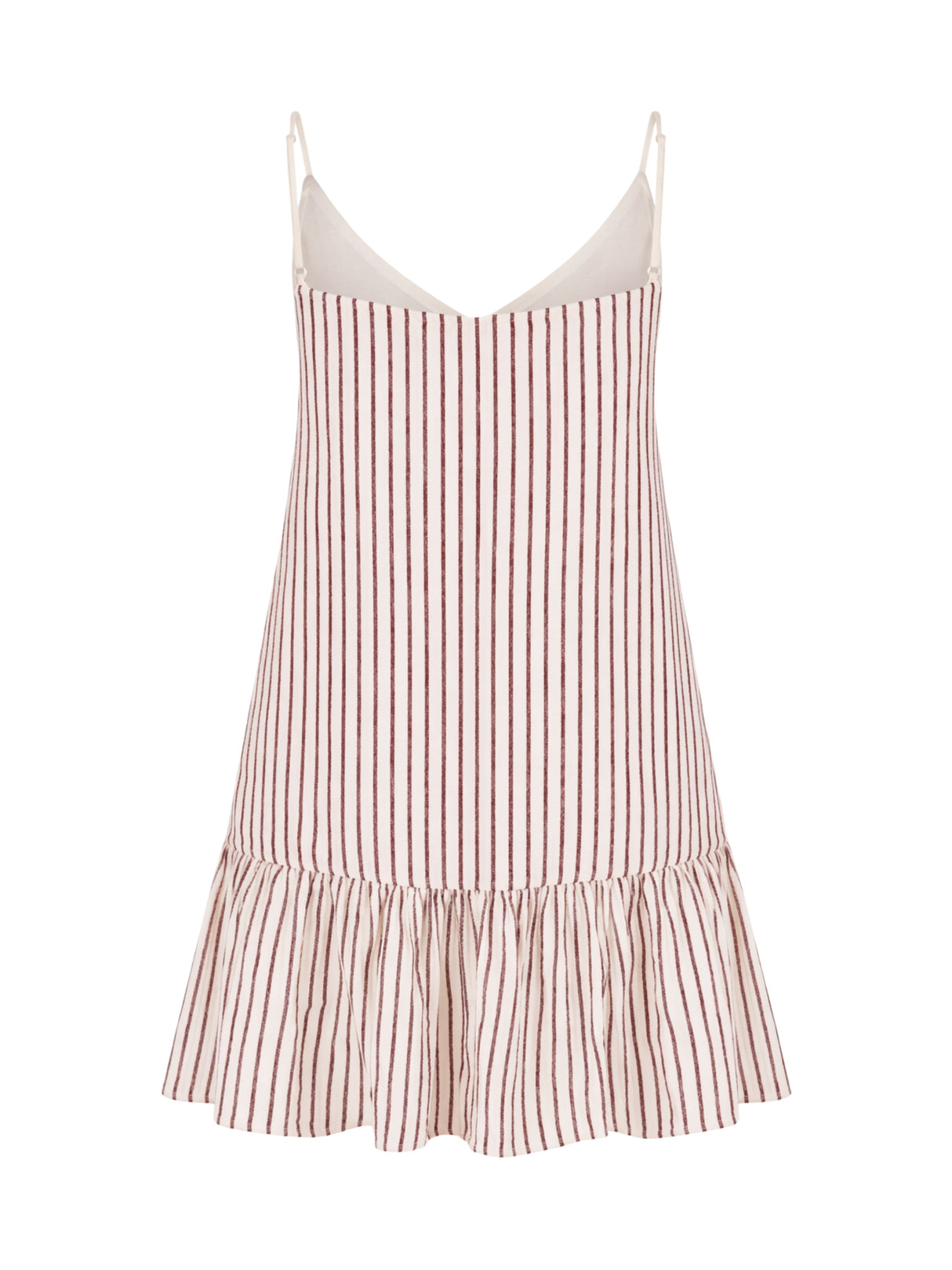 Liv Mini Ruffle Dress - Burgundy Stripes