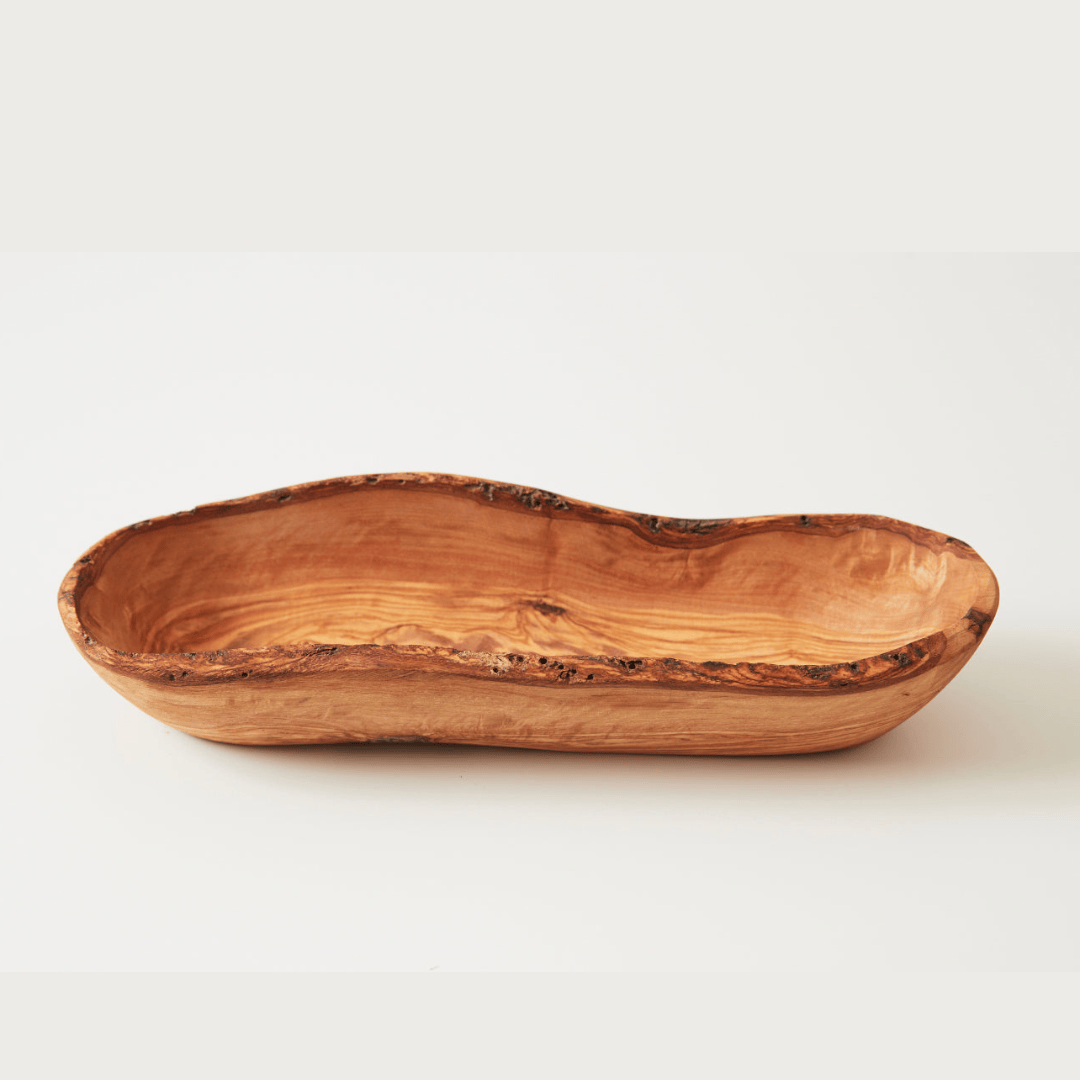 Italian Olivewood Boat Bowl with Live Edge - Sumiye Co
