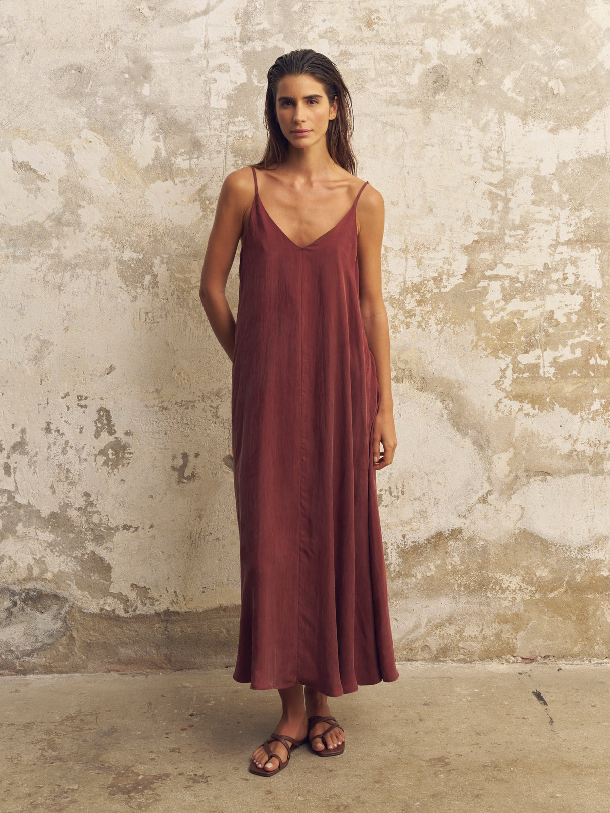 Lucid Flow Maxi Dress - Burgundy - Sumiye Co