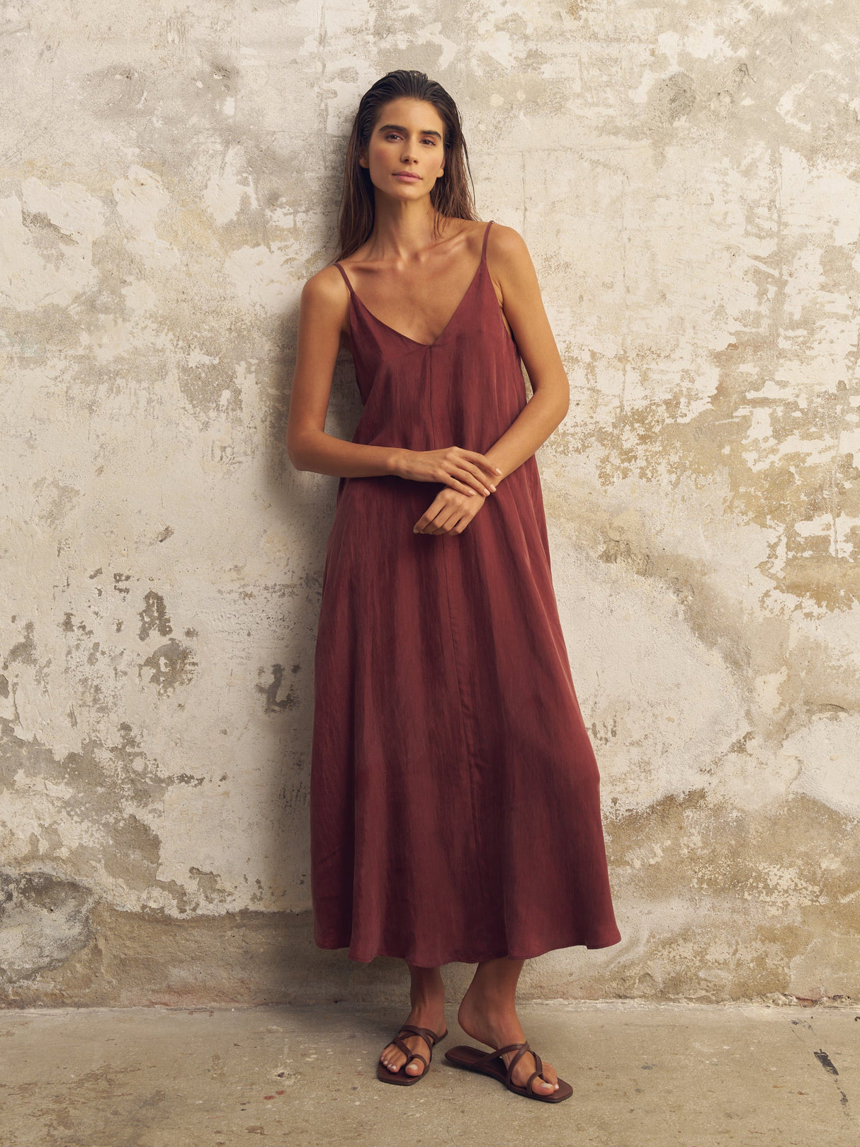 Lucid Flow Maxi Dress - Burgundy - Sumiye Co