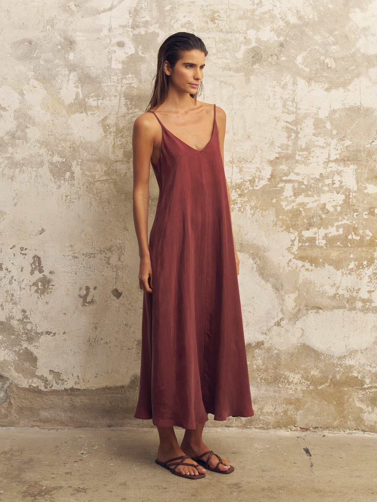 Lucid Flow Maxi Dress - Burgundy - Sumiye Co