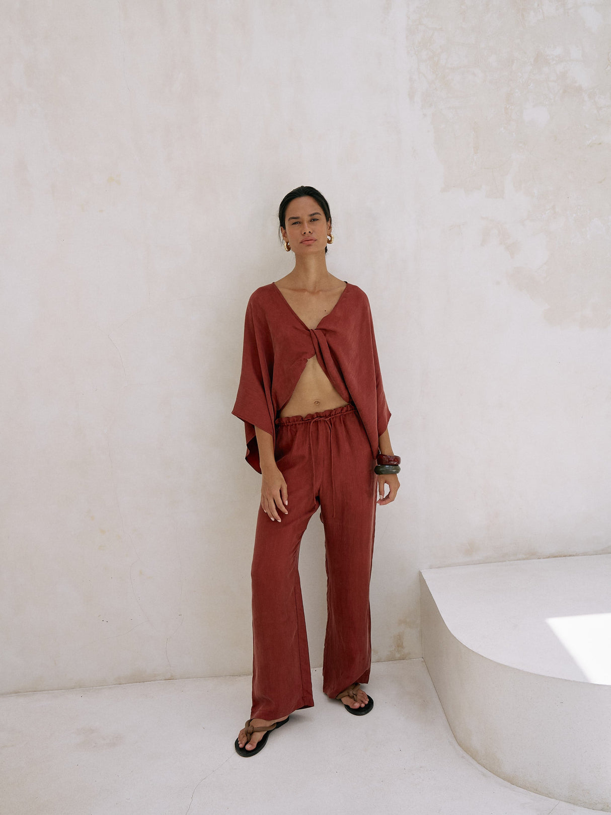 Lucid Knot Top - Burgundy - Sumiye Co