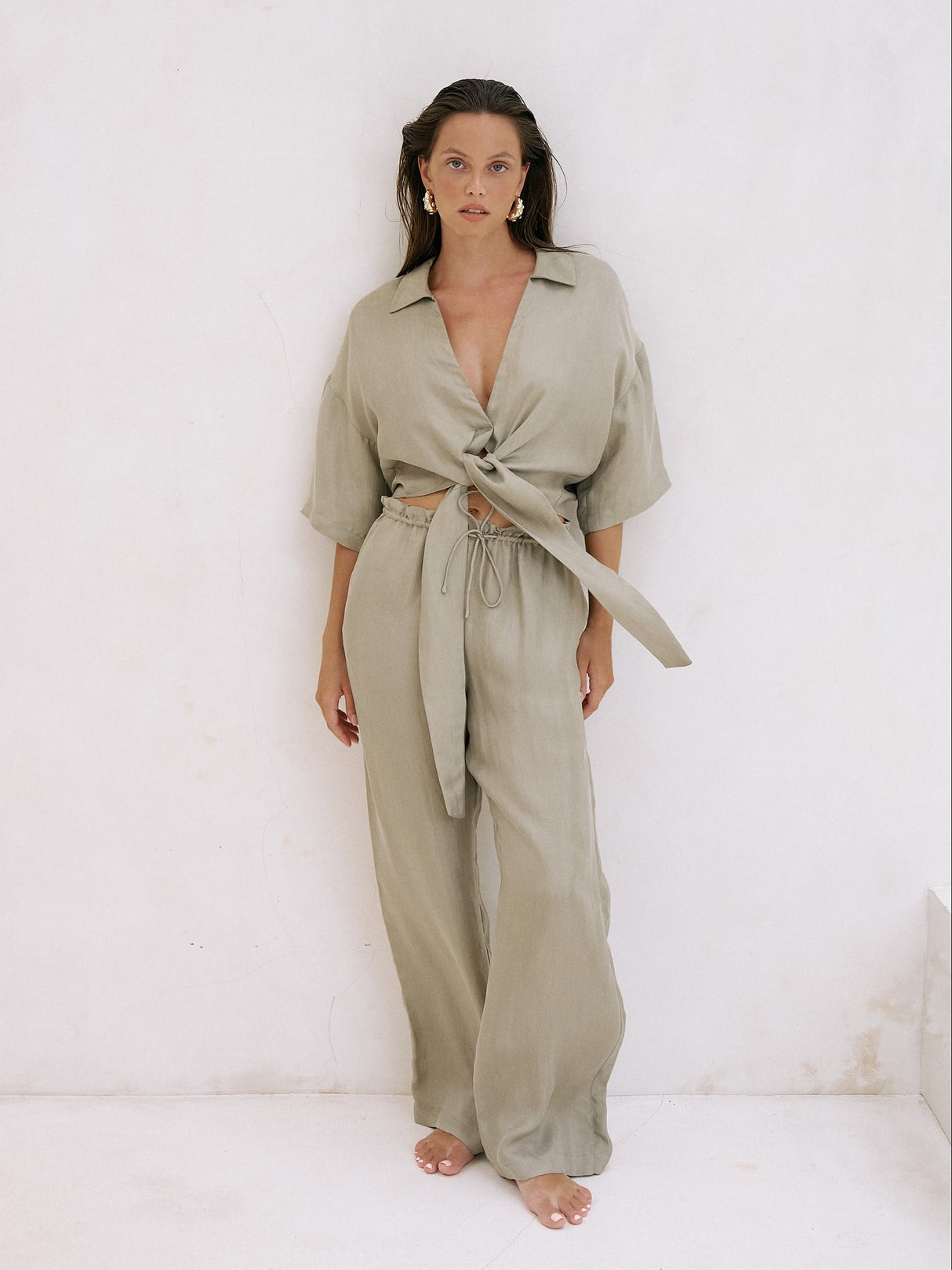 Lucid Tie Shirt - Khaki Green - Sumiye Co