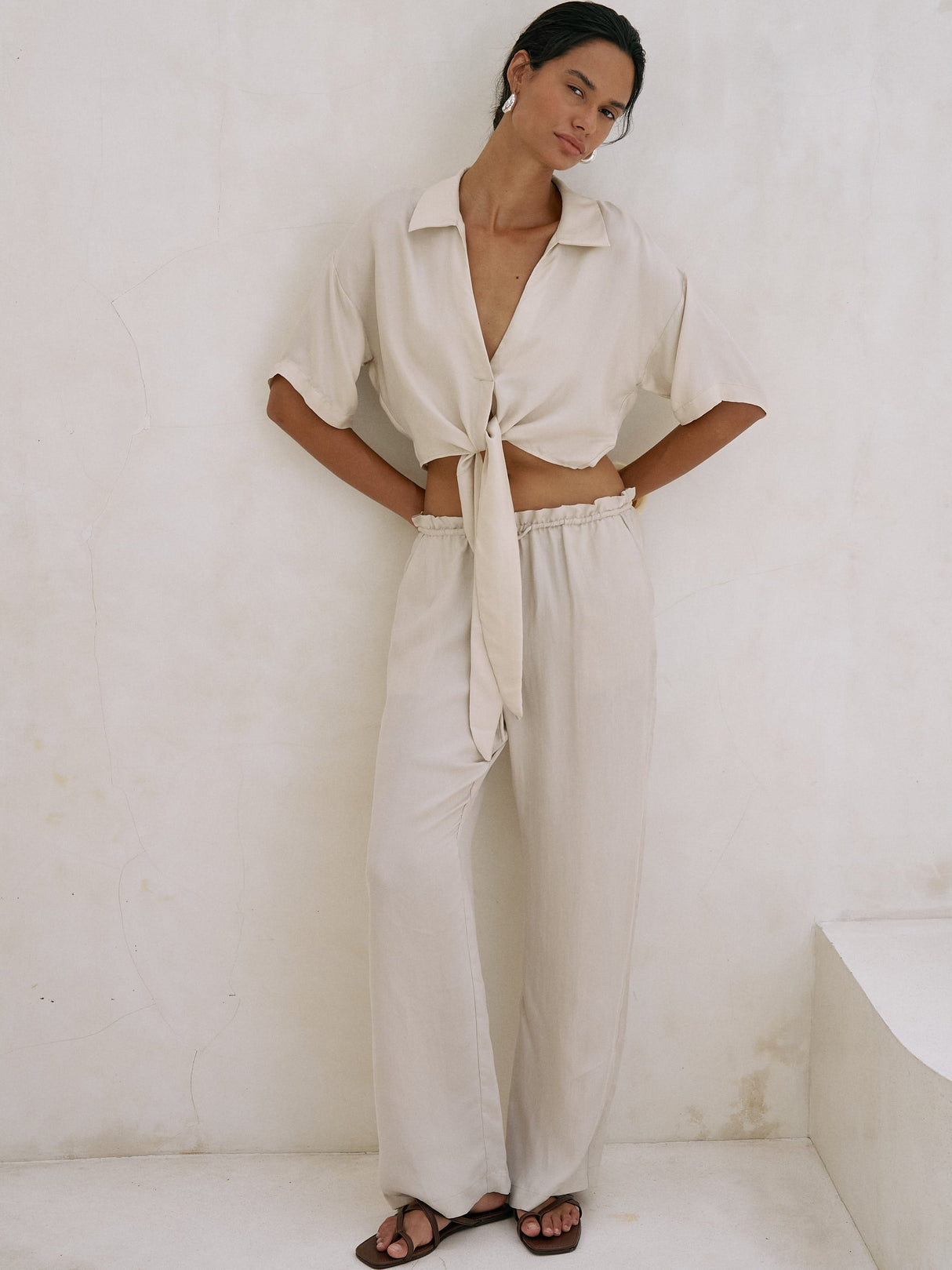 Lucid Tie Shirt - Sand - Sumiye Co