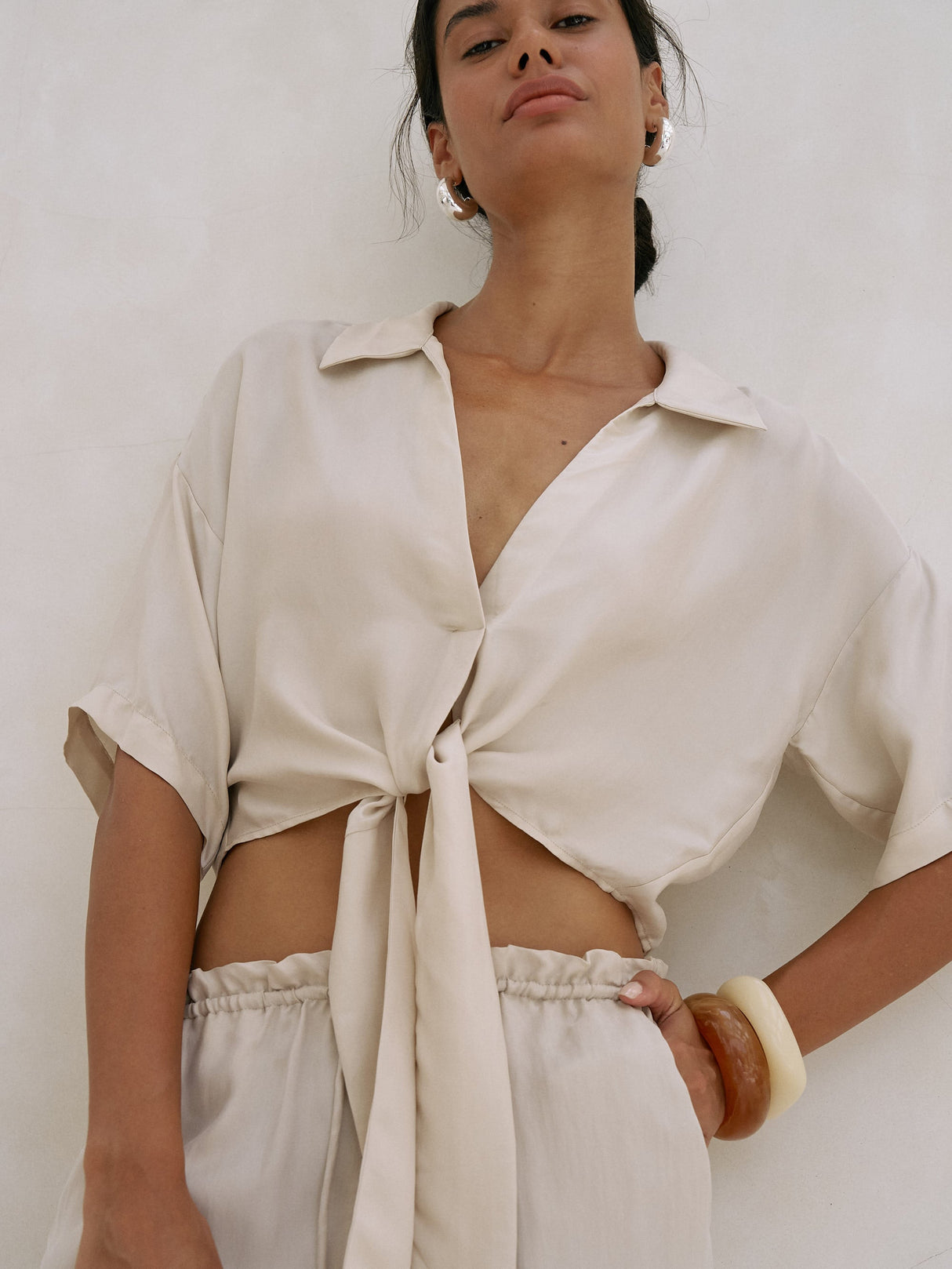Lucid Tie Shirt - Sand - Sumiye Co