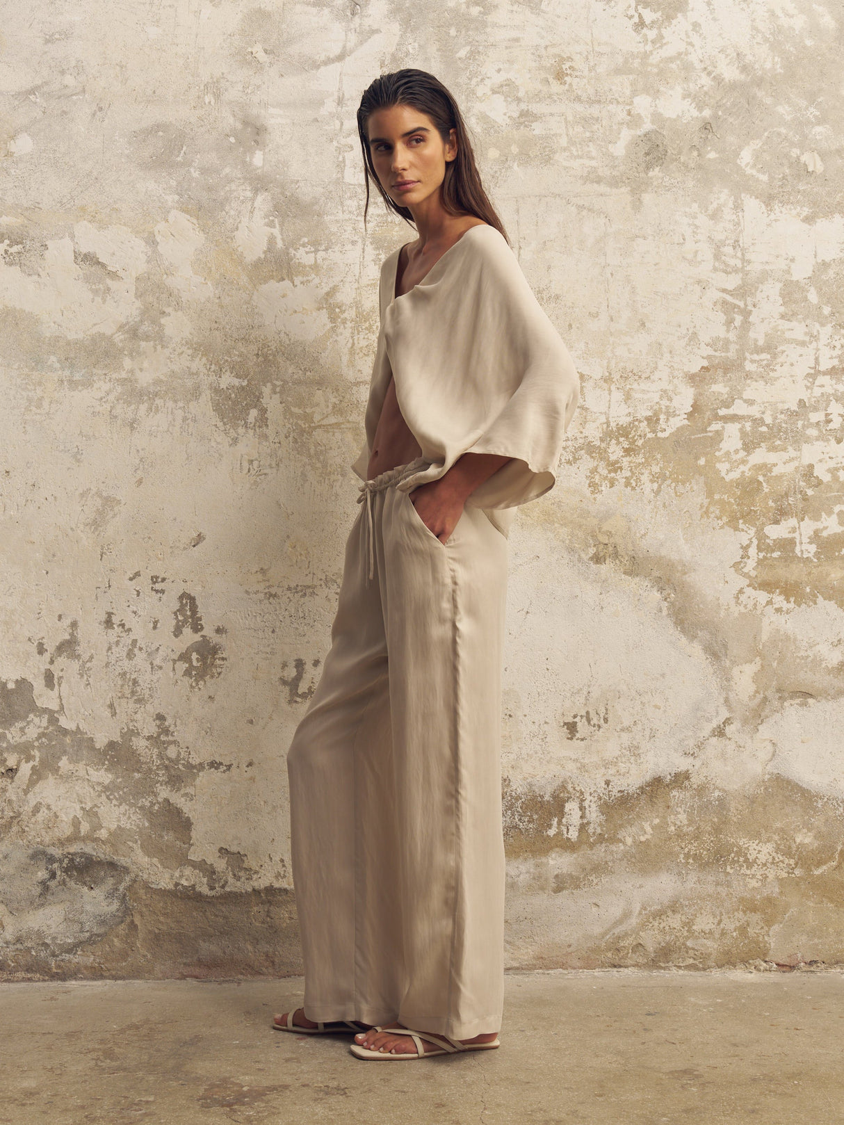 Lucid Flow Tie Pants - Sand - Sumiye Co