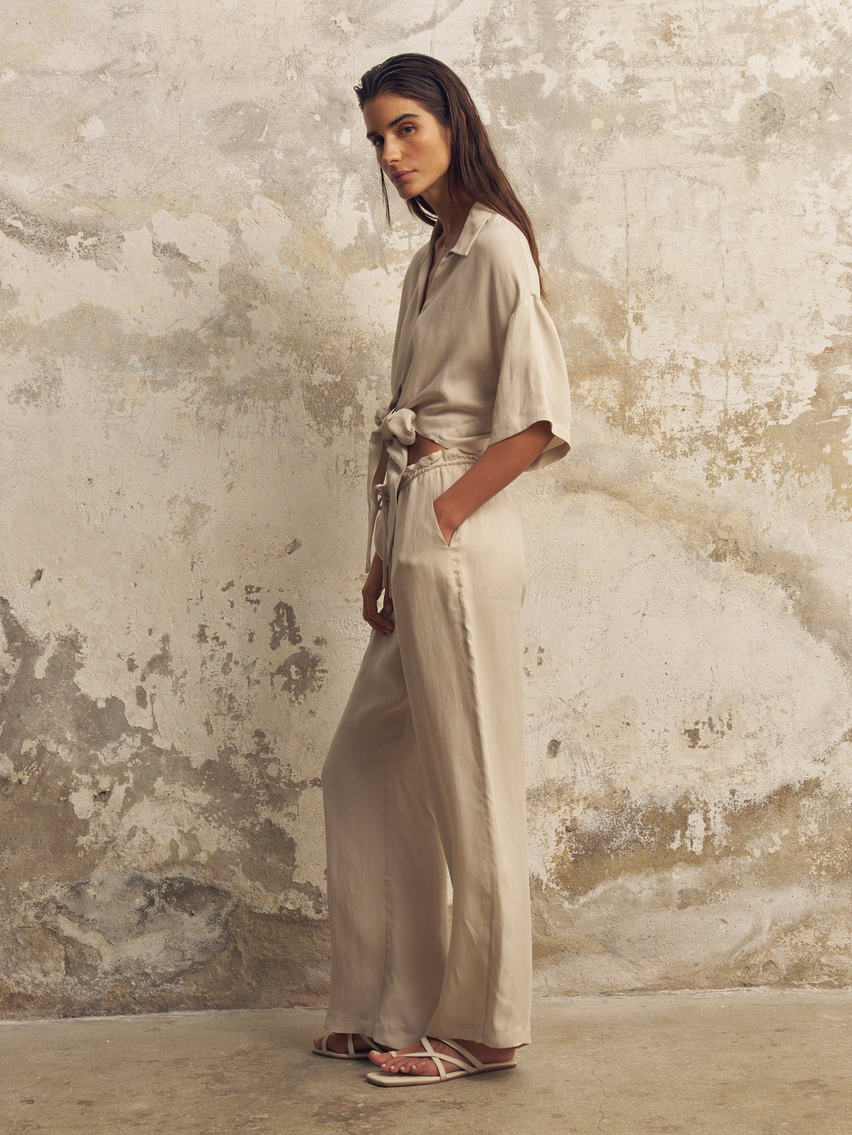 Lucid Flow Tie Pants - Sand - Sumiye Co