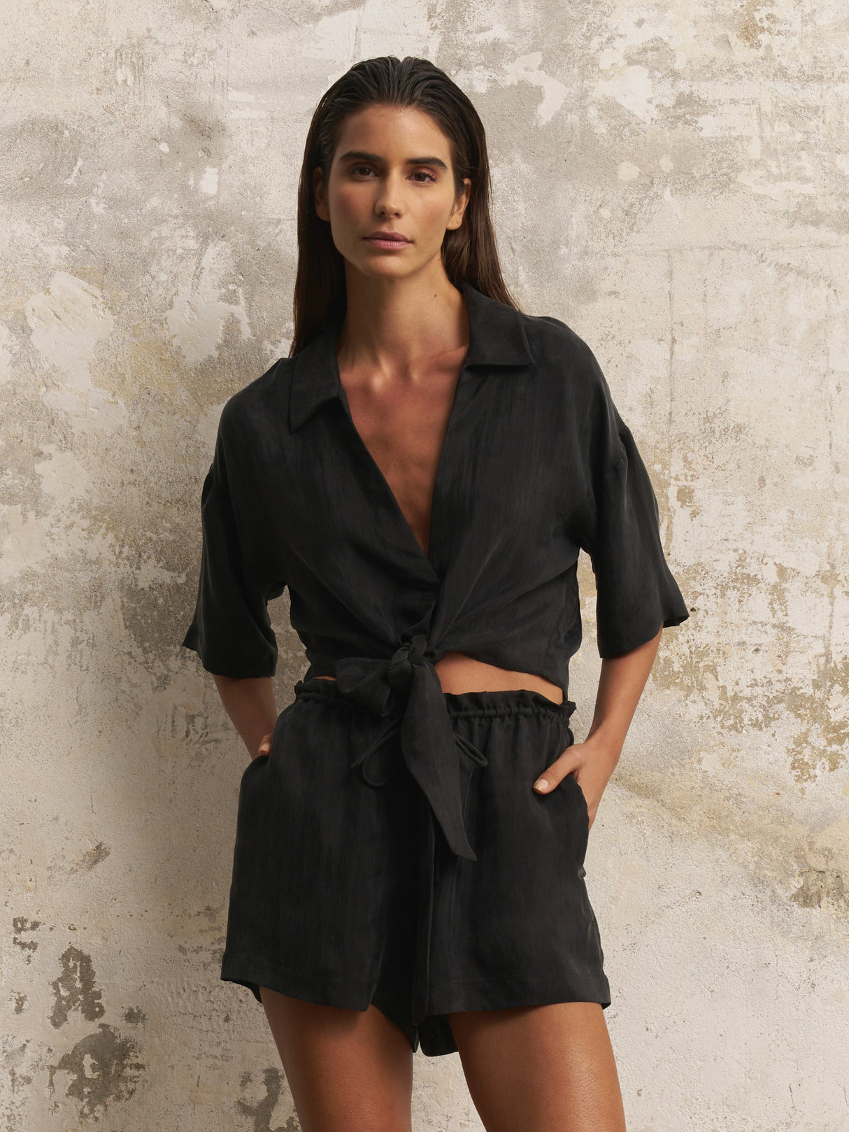 Lucid Flow Tie Shorts - Black - Sumiye Co