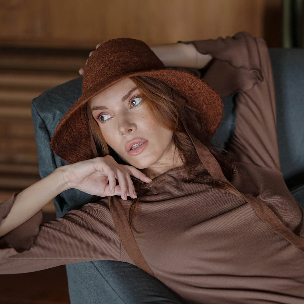 MEG Jute Straw Hat In Burnt Sienna - Sumiye Co