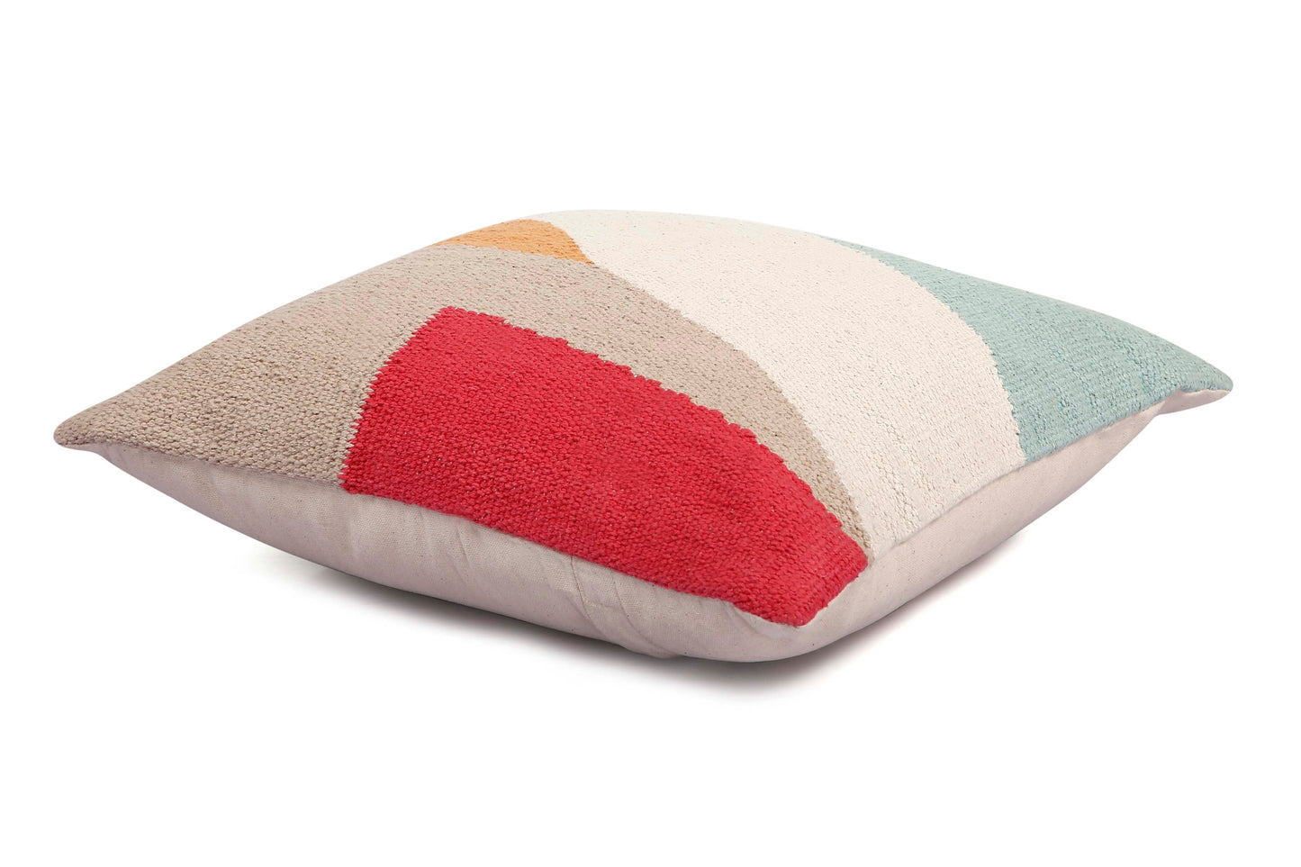 Leh Handcrafted Throw Pillow, Pink & Blue - 18x18 inch by The Artisen