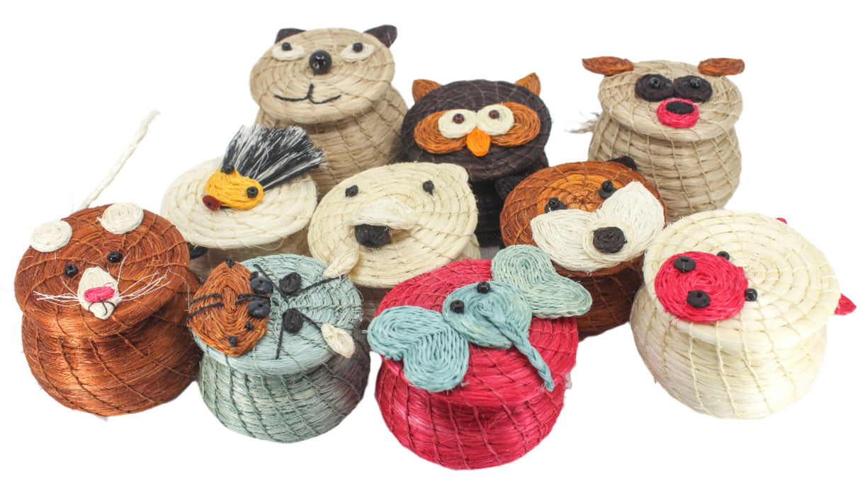 Kids Singing Birdie Tiny Lidded Basket 2" x 2.5" - Sumiye Co