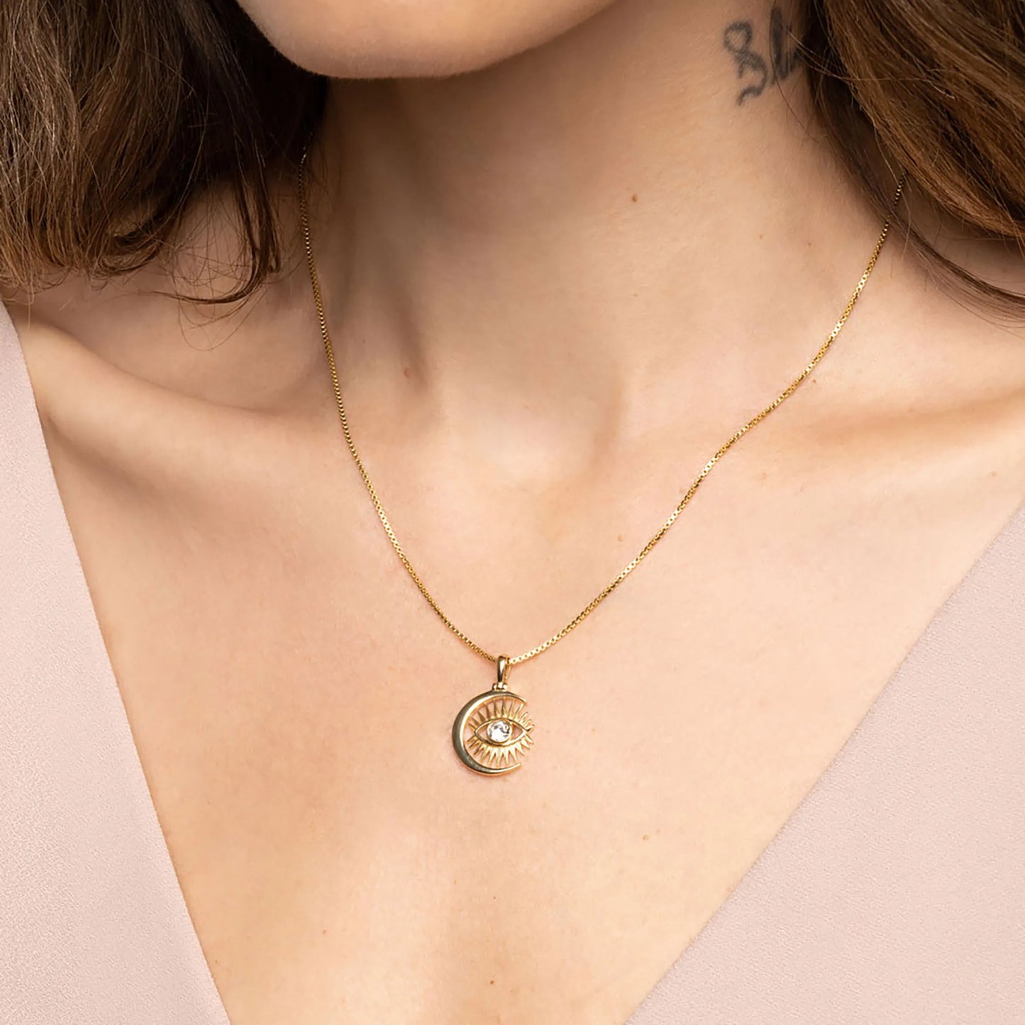 Watchful Moon Eye Necklace by Awe Inspired