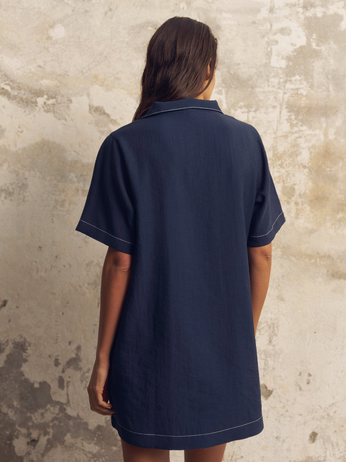 Mae Popover Mini Dress - Navy - Sumiye Co