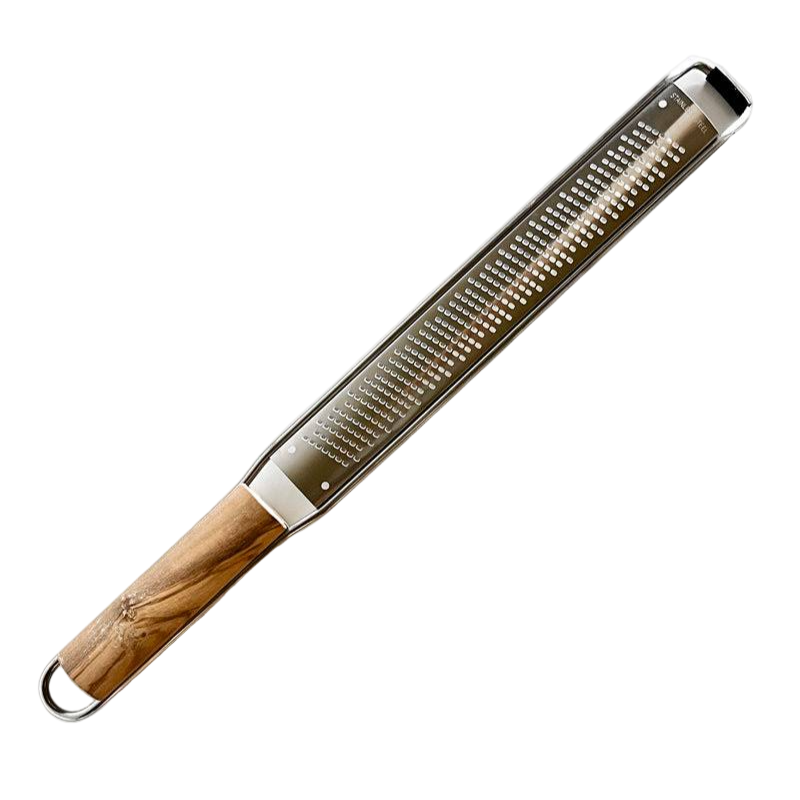 Zester with wooden handle on a white background