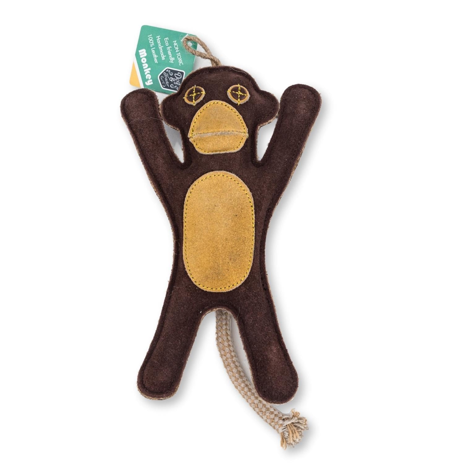 Sustainable Natural Leather Monkey Chew Toy for Dogs-1