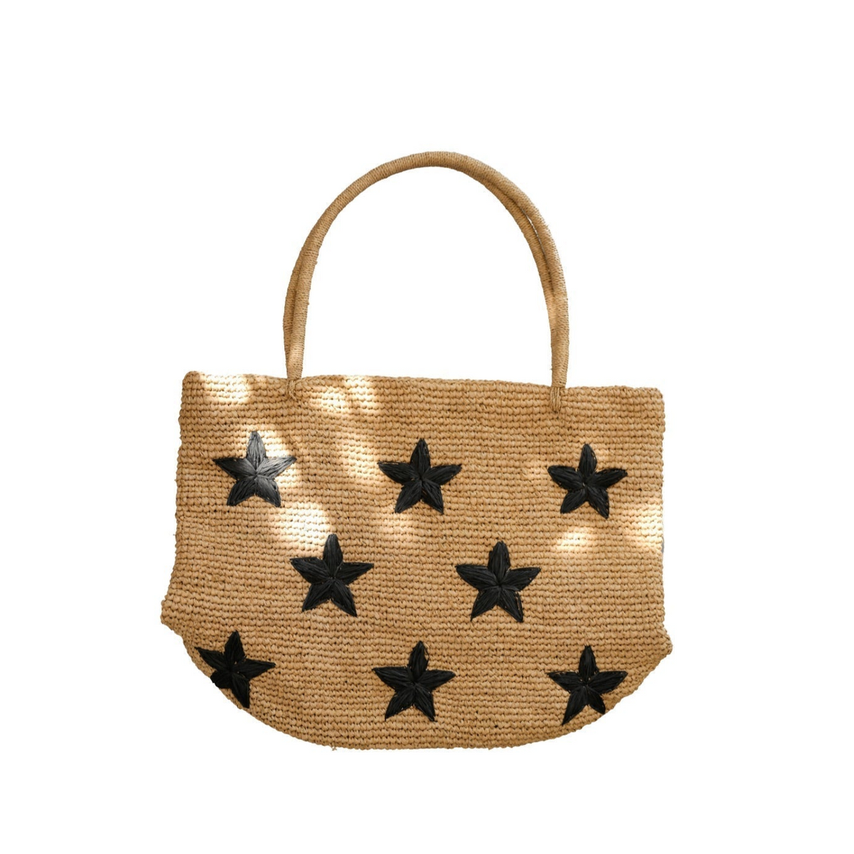 Morgan Stars Pattern Raffia Tote - Sumiye Co
