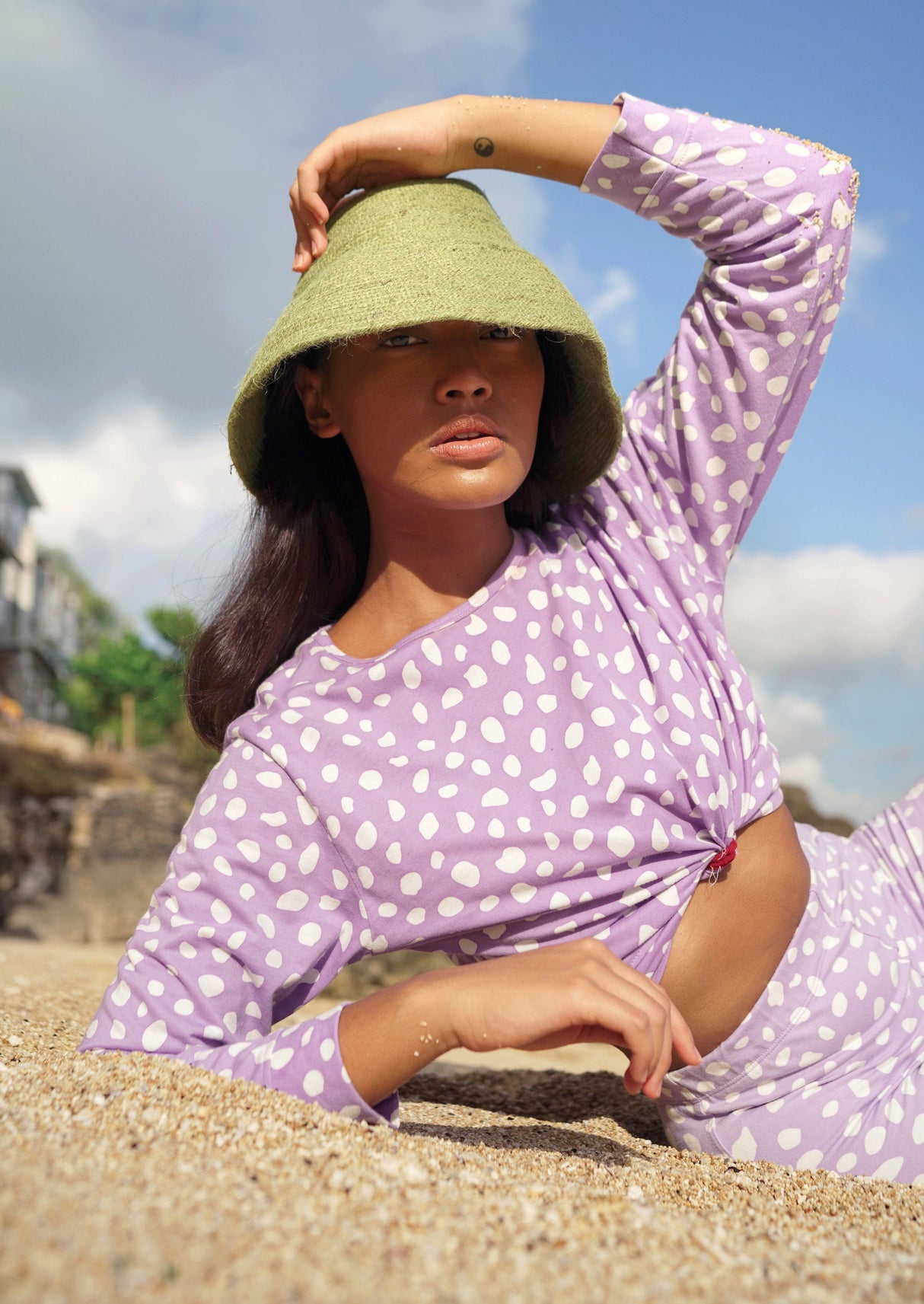 Jute Clochet Straw Hat in Matcha Green - Sumiye Co