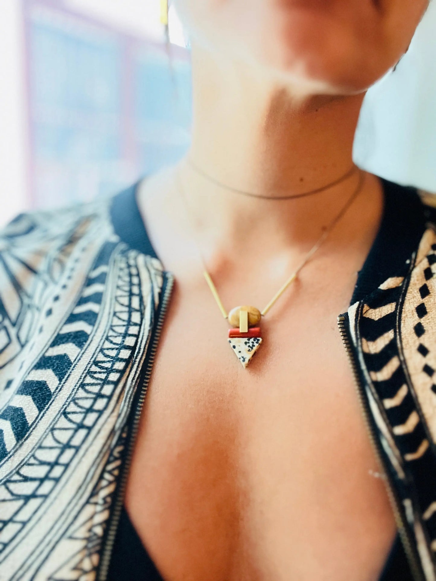 Necklace | Geometric Jasper + Dalmatian David Aubrey Jewelry
