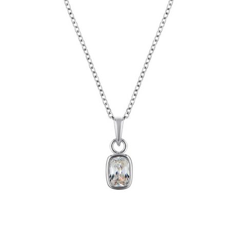 Silver necklace with a pendant on a white background