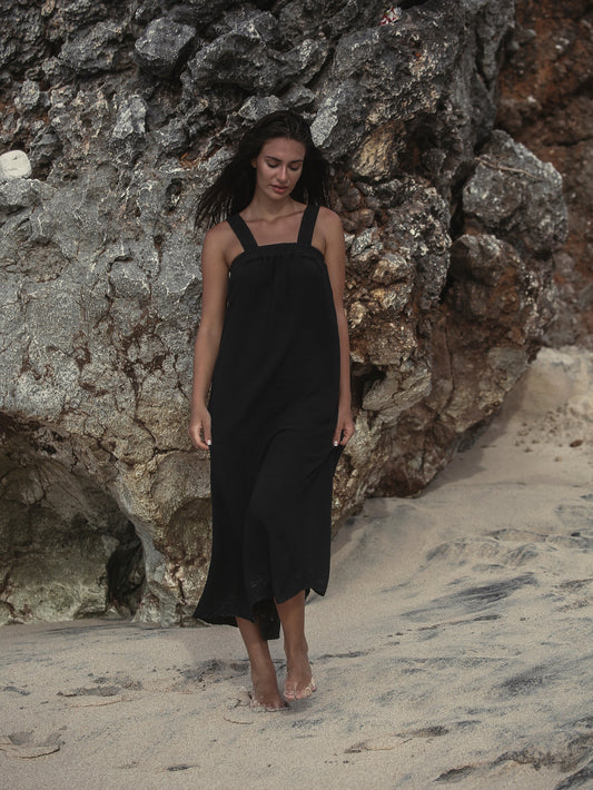 Noa Maxi Dress - Black by The Handloom