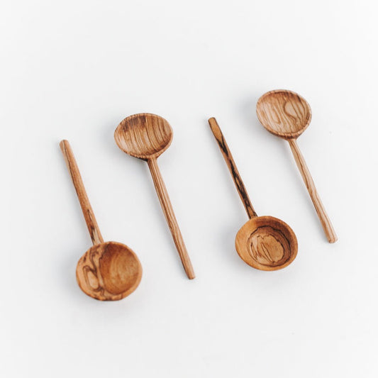 Olivewood Carved Coffee Spoons - Set of 4