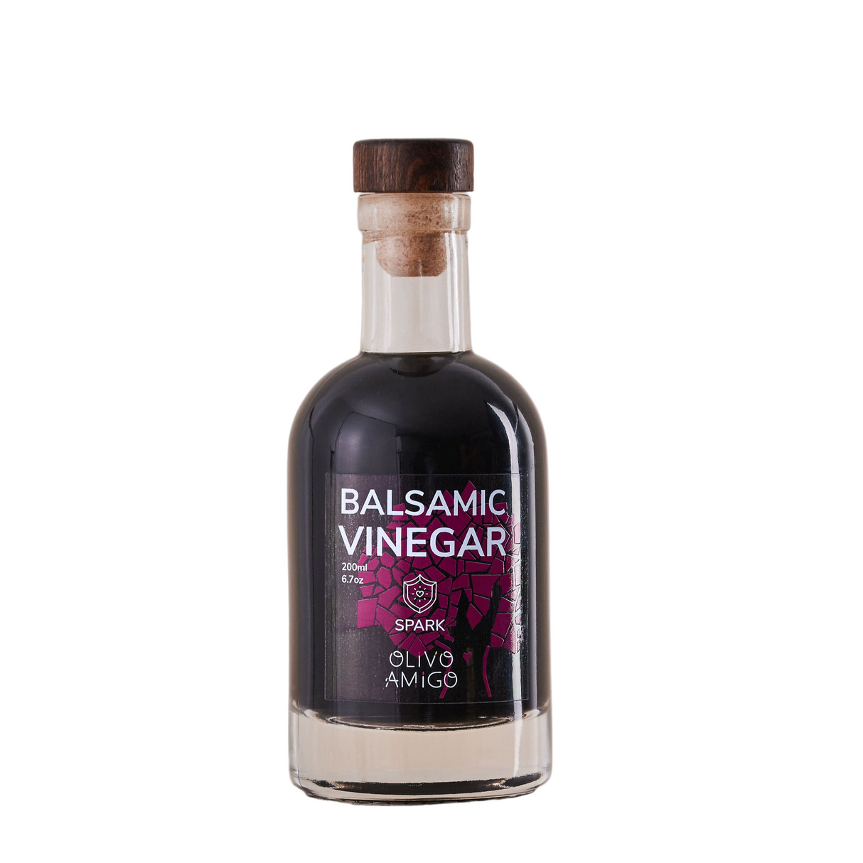 Bottle of balsamic vinegar on a white background