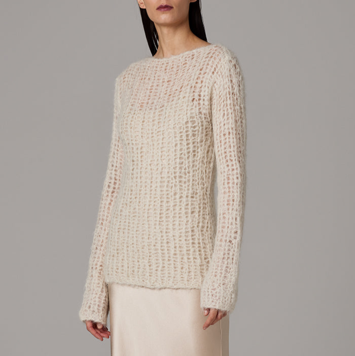 Open Mesh Boatneck Sweater - Sumiye Co