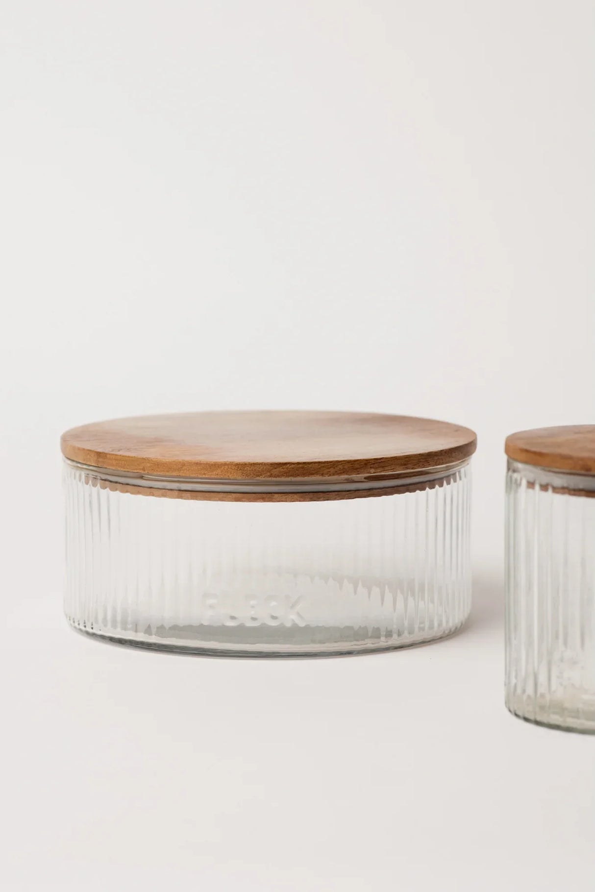 Fluted Glass Storage Jars - set of 3 - Sumiye Co