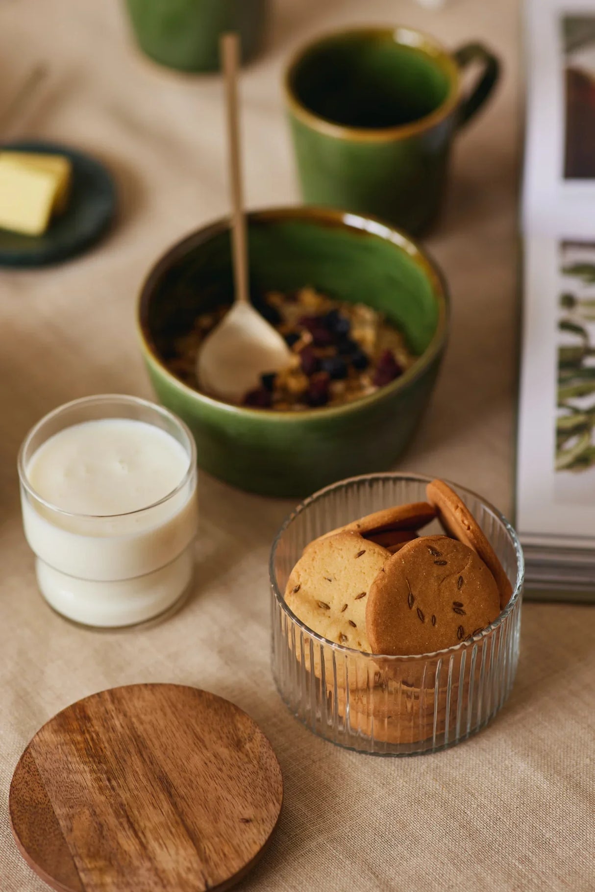 Fluted Glass Storage Jars - set of 3 - Sumiye Co