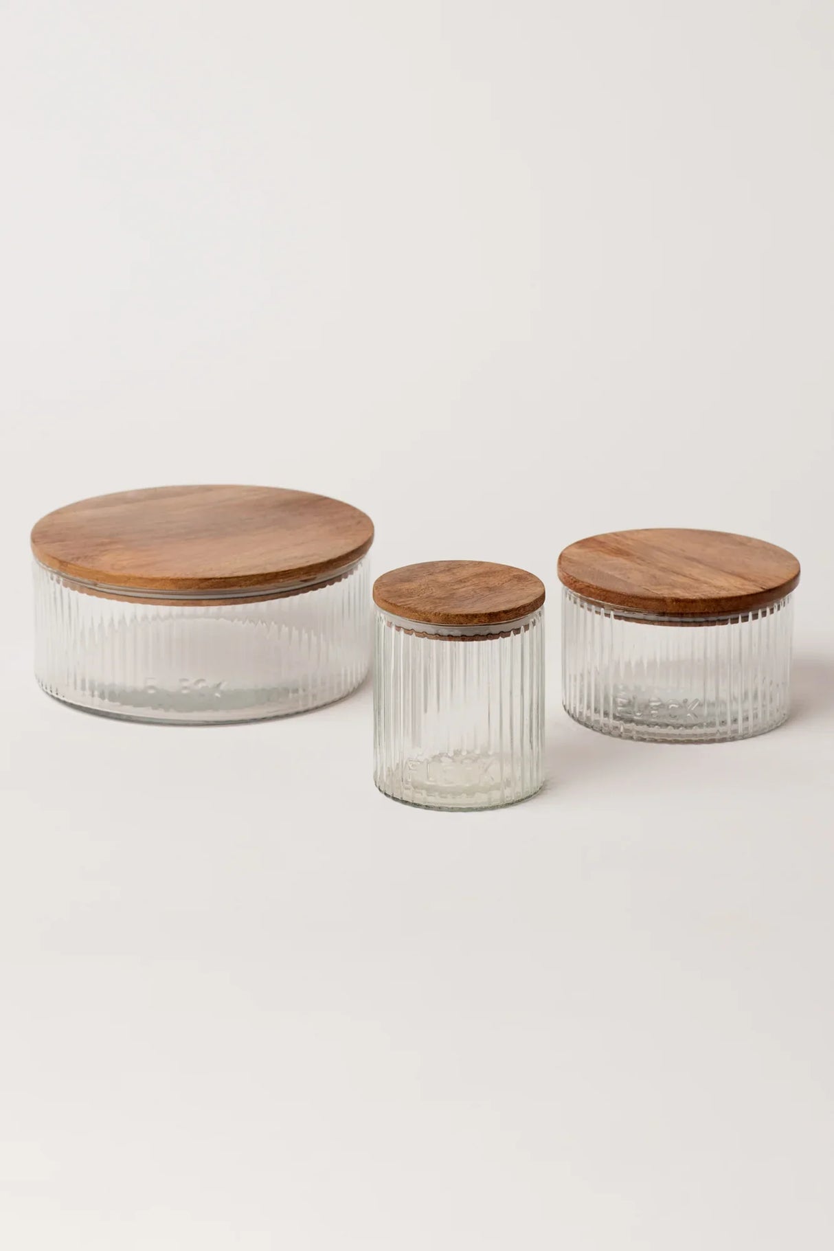 Fluted Glass Storage Jars - set of 3 - Sumiye Co