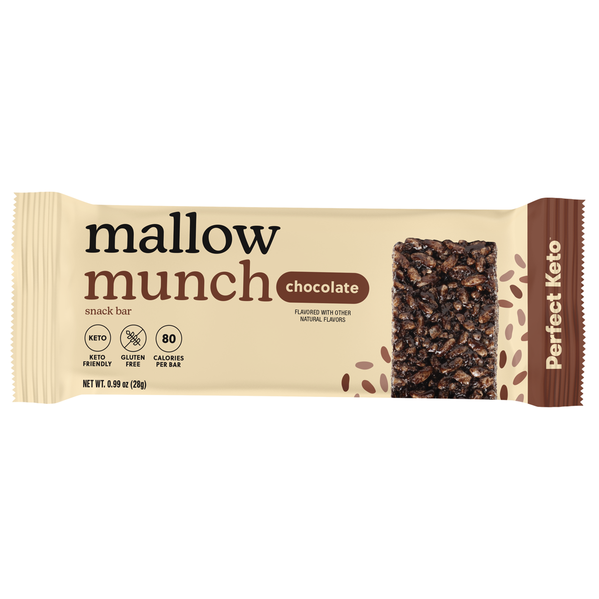 Mallow Munch chocolate snack bar packaging on a white background