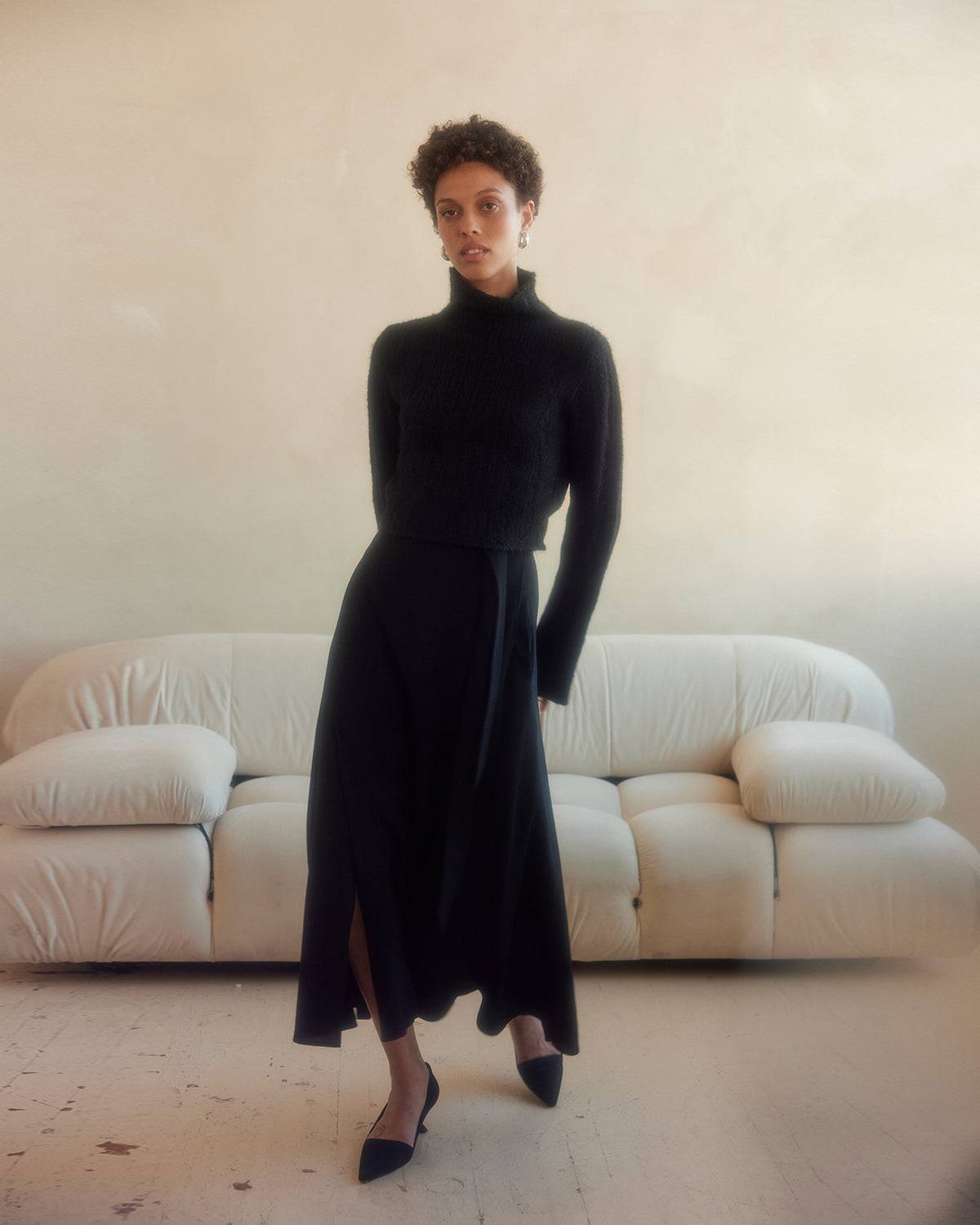 Ribbed Cropped Sweater - Sumiye Co