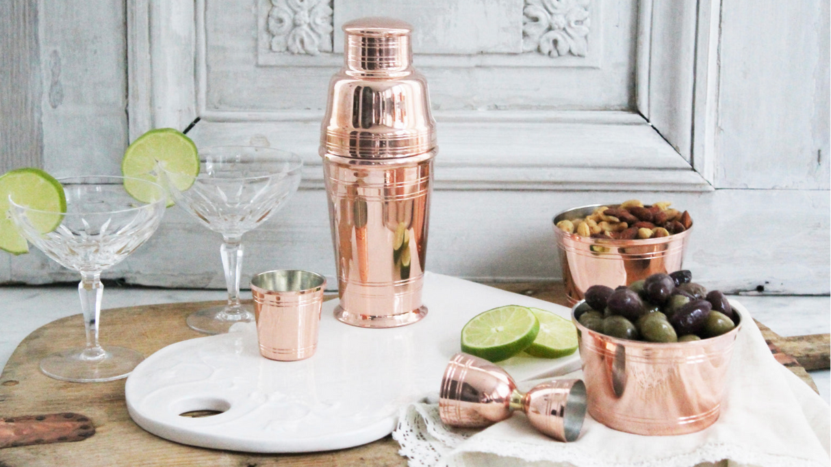 Copper Art Deco Bowls Set/2 | Vintage French Inspired - Sumiye Co