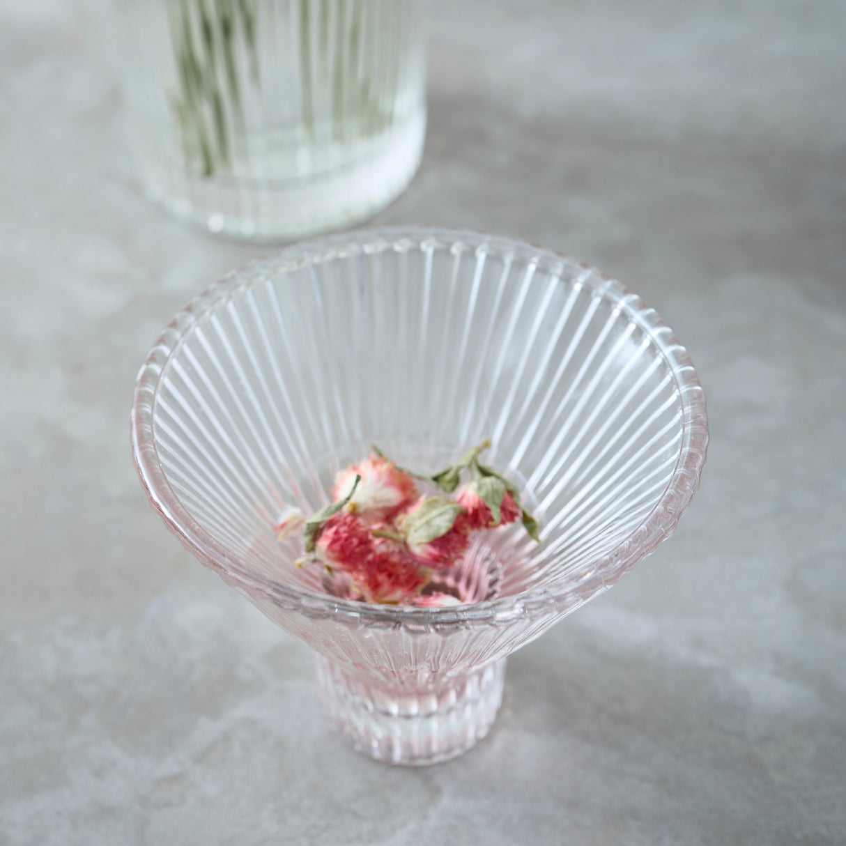 Ribbed Clear Martini Glasses - Set of 4 - Sumiye Co