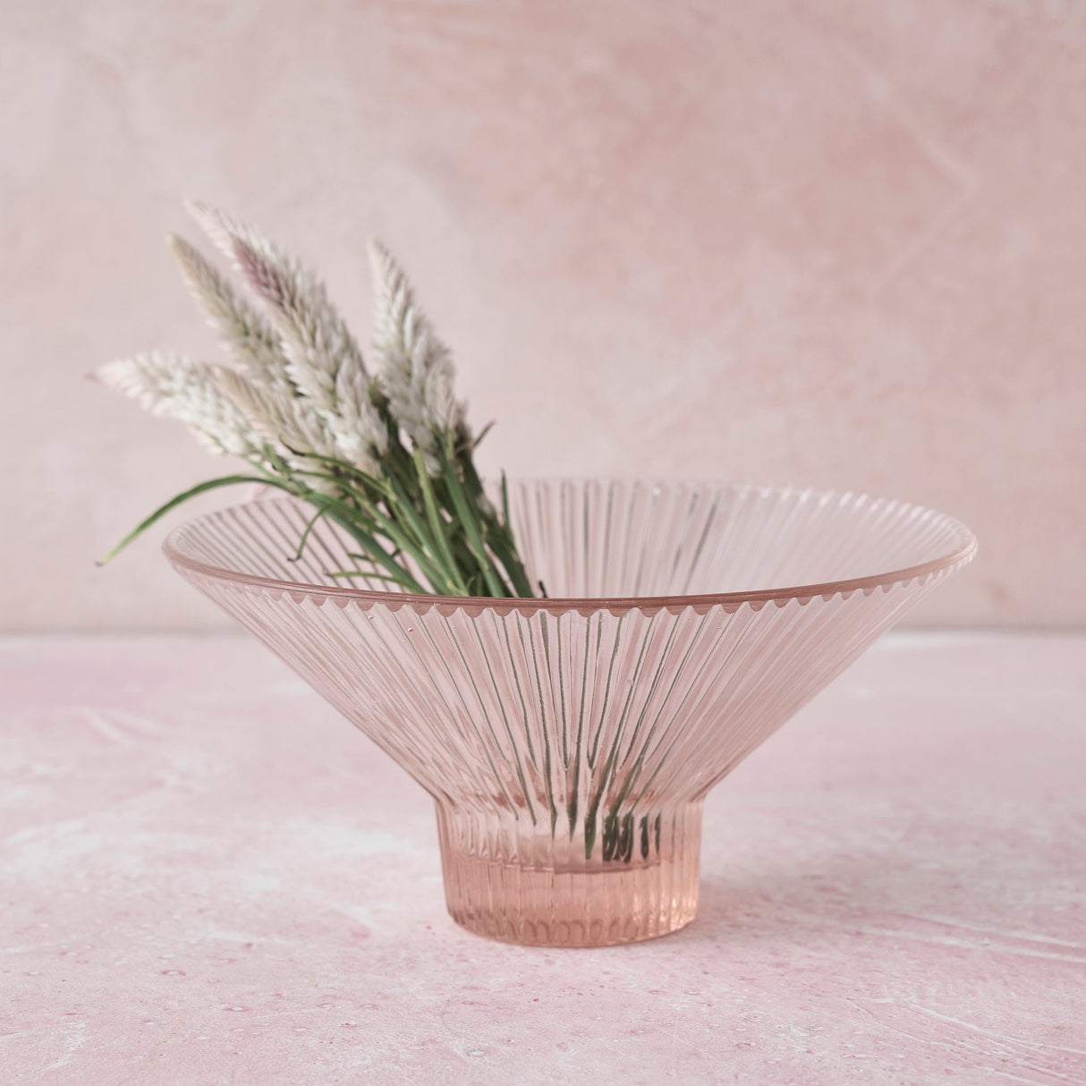 Pink Glass Low Bowl - Sumiye Co