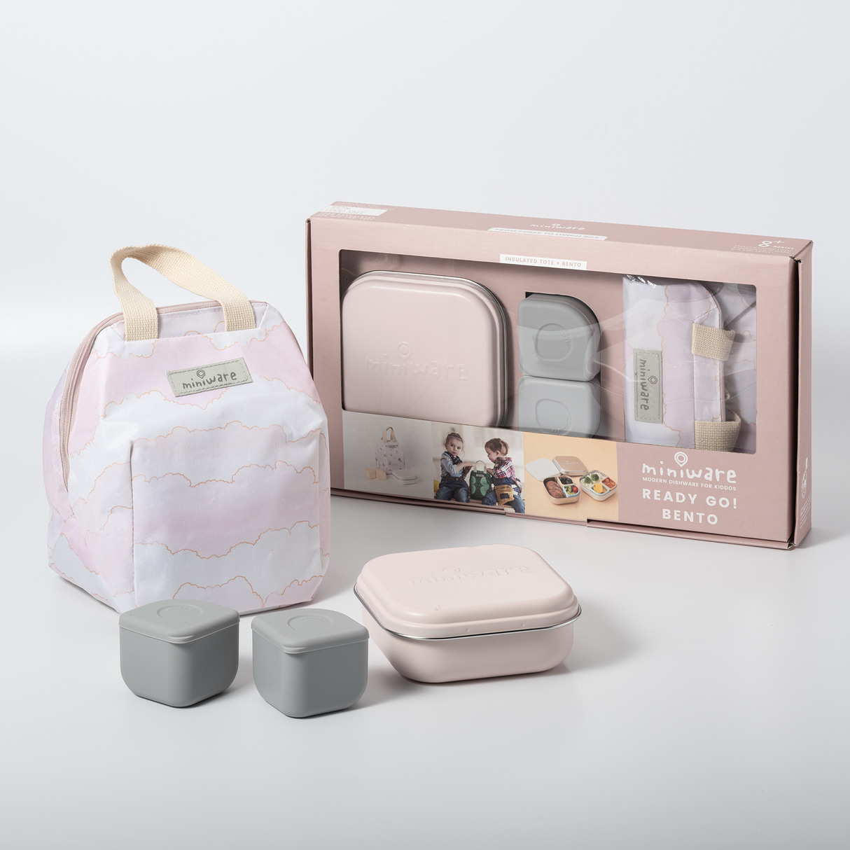 Kids Bento Mealtote & GrowBento Set - Pink Cloud - Sumiye Co