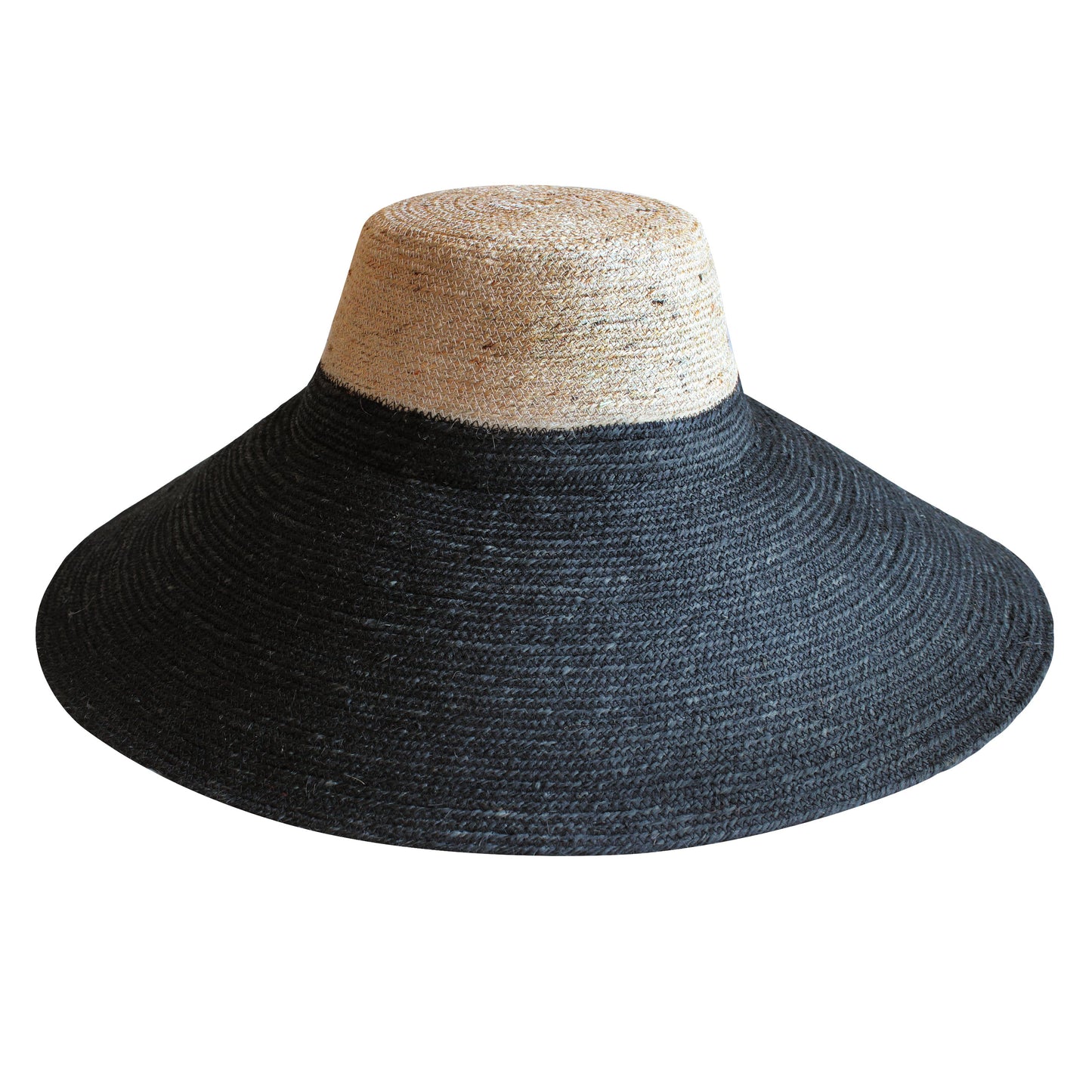 Jute Handwoven Straw Hat In Natural & Black